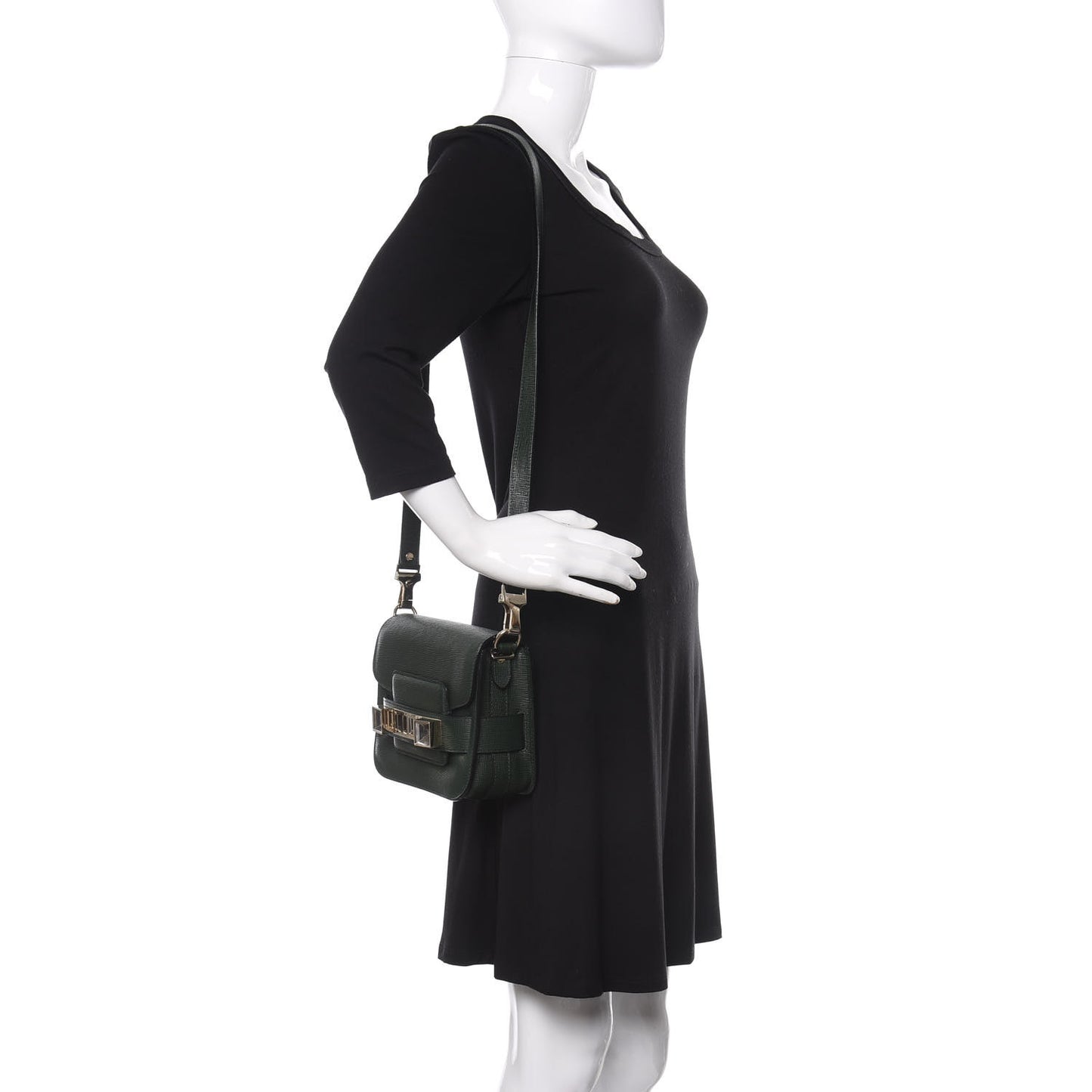 Linosa Calfskin Tiny PS11 Classic Shoulder Bag Dark Green