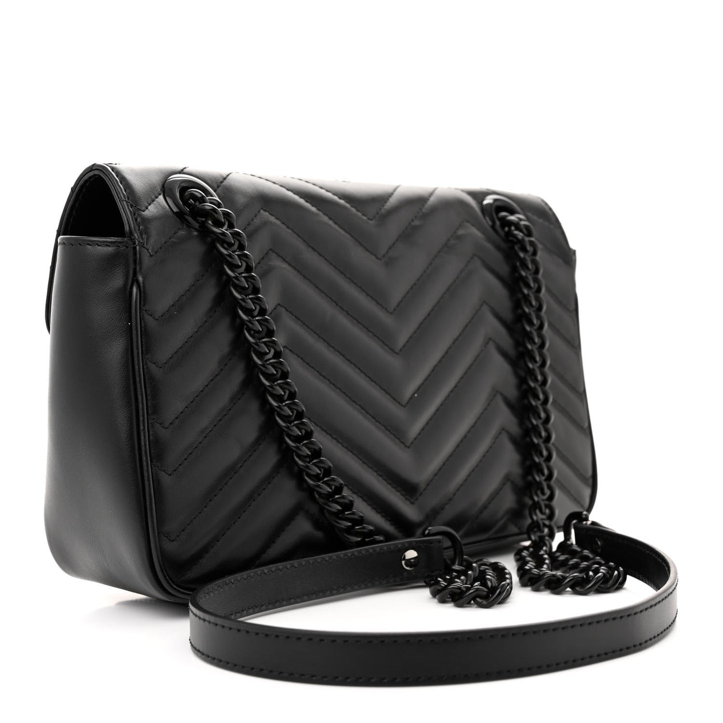 Calfskin Matelasse Monochrome Small GG Marmont Shoulder Bag Black