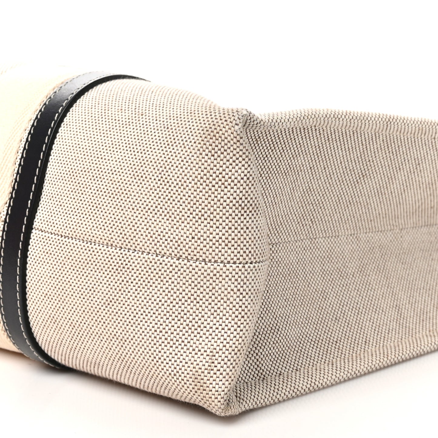Cotton Calfskin Large Woody Ribbon Tote White Black