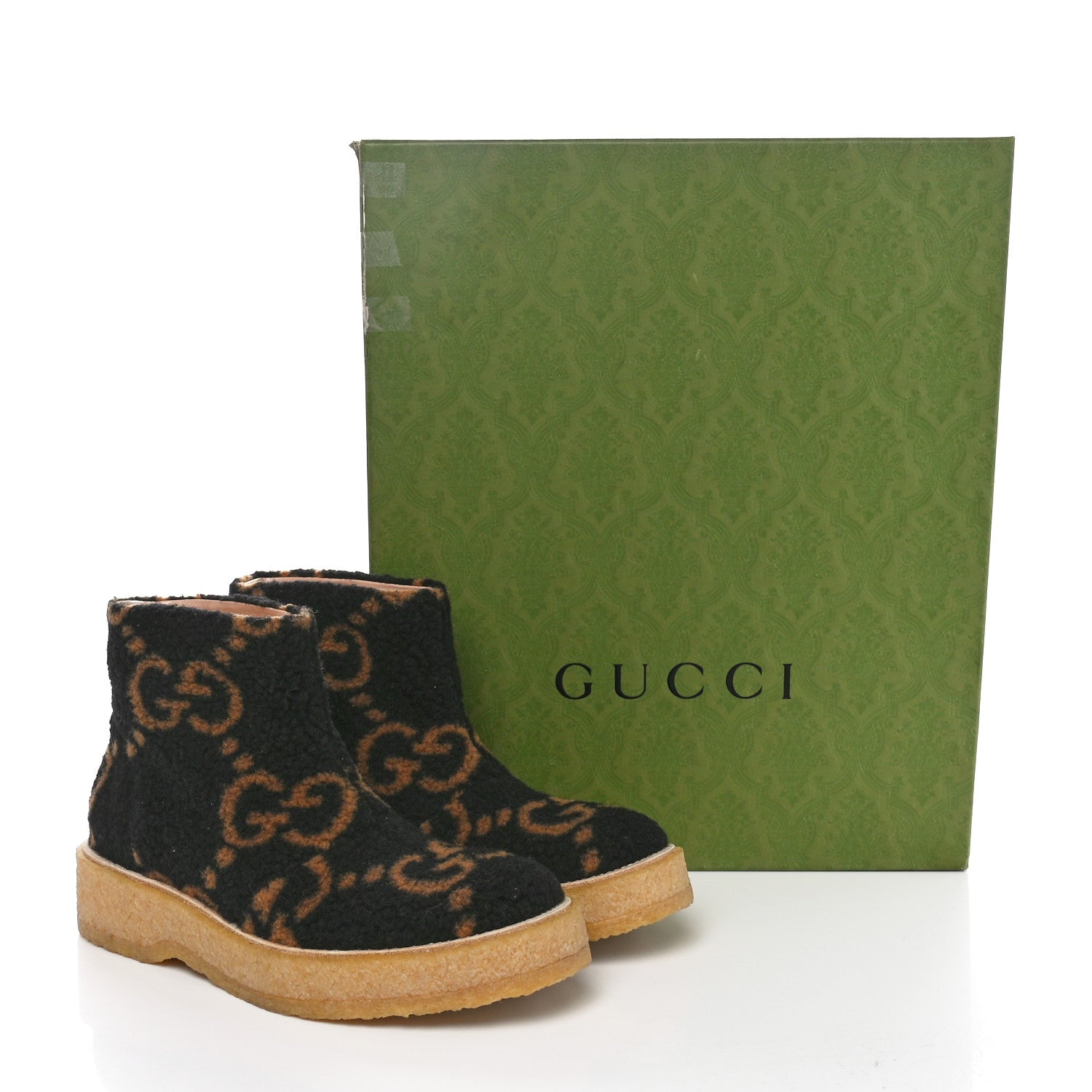 Gucci Faux Shearling Hooper GG Womens Ankle Boots 40 Black Natural Tan 8 of 8