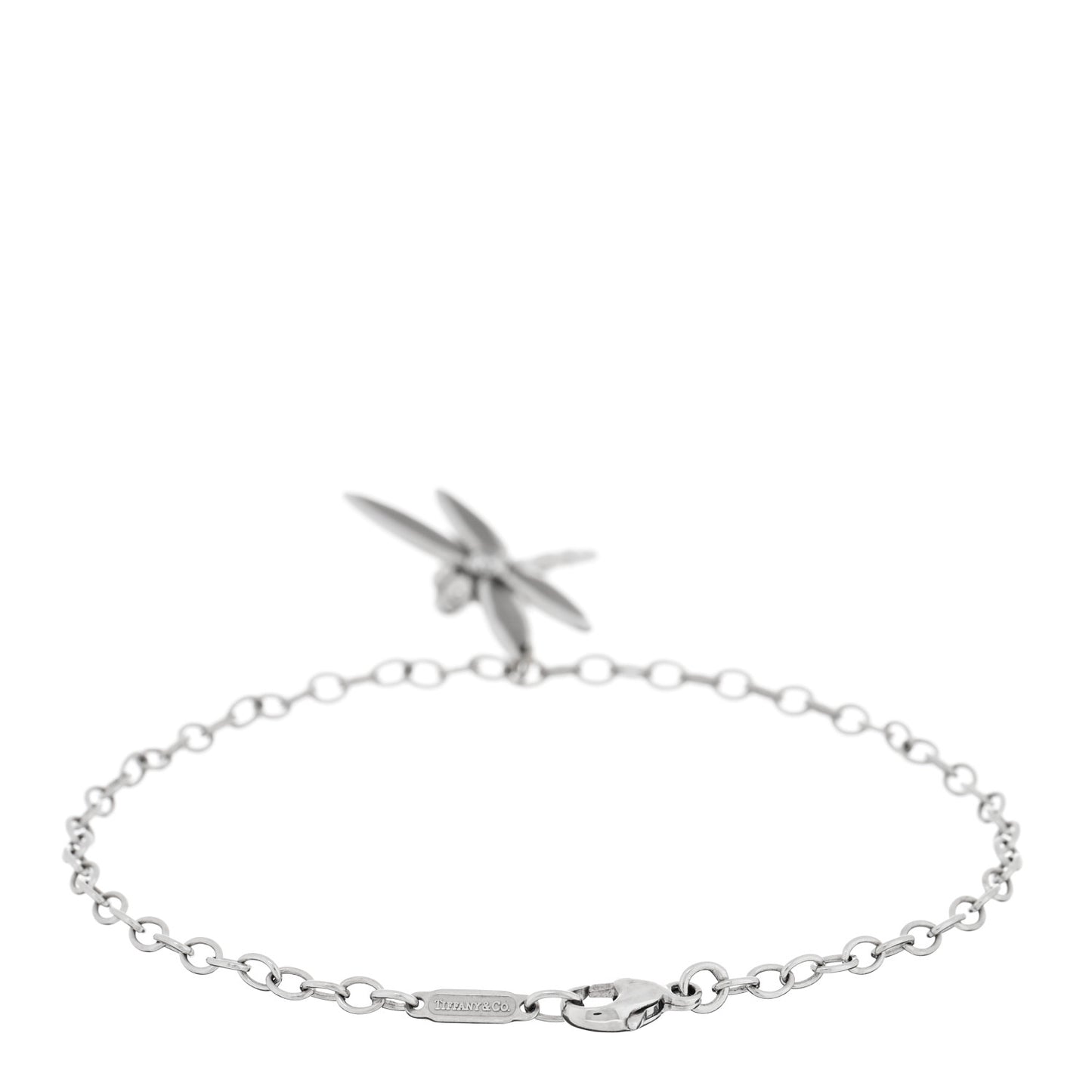 18K White Gold Diamond Dragonfly Charm Bracelet