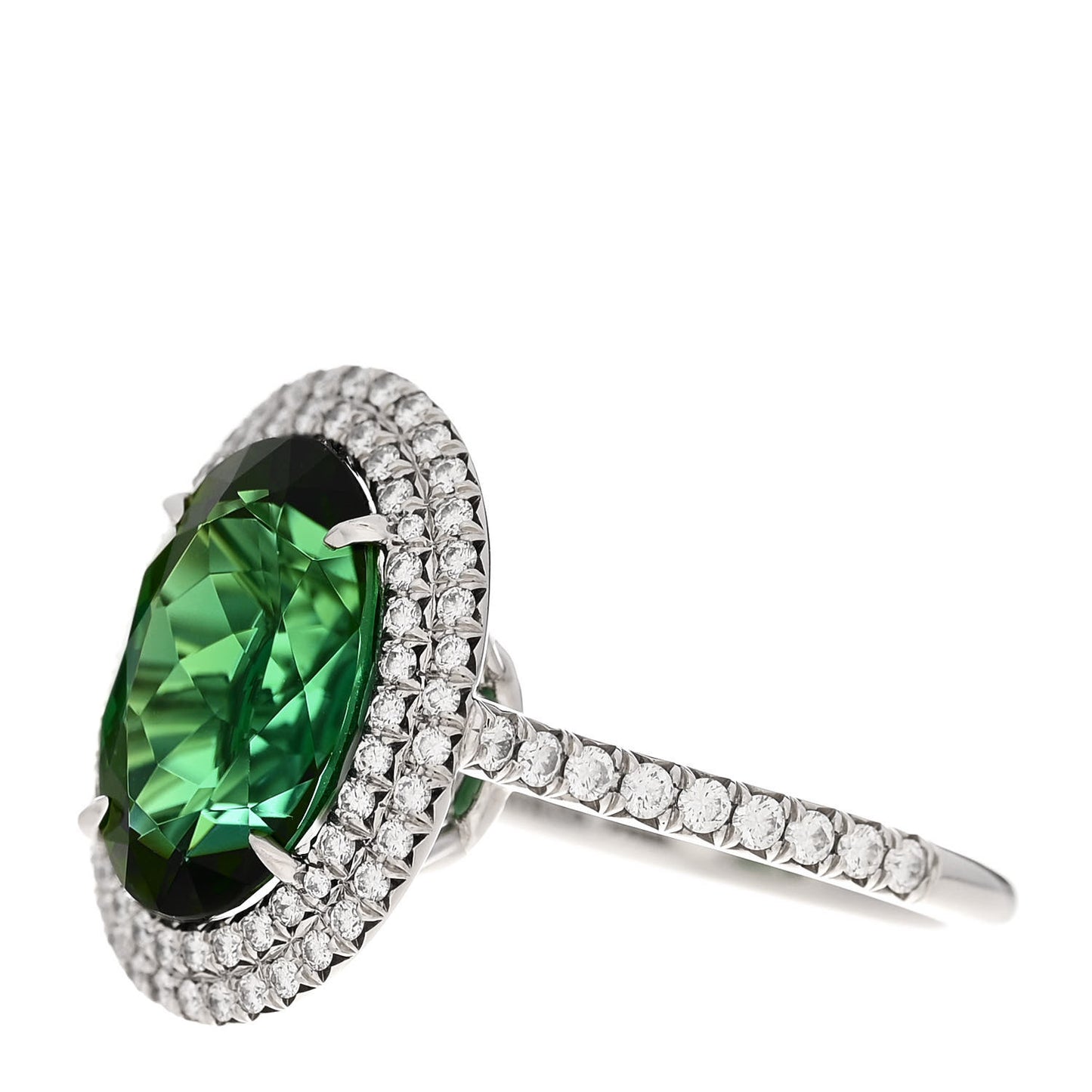 Platinum Diamond Green Tourmaline Soleste Oval Ring 53 6.25