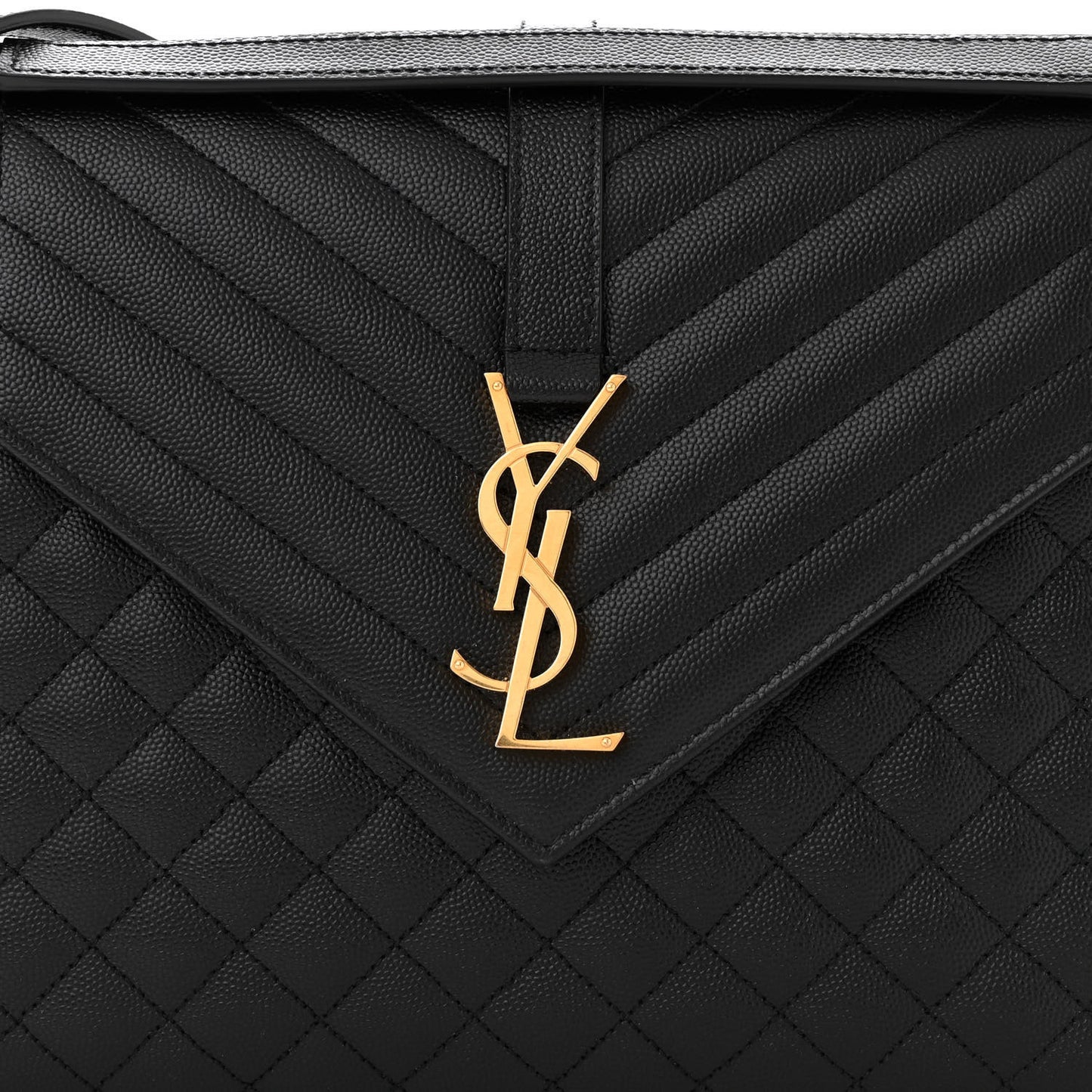 Grain De Poudre Textured Mixed Matelasse Large Triquilt Monogram Satchel Black