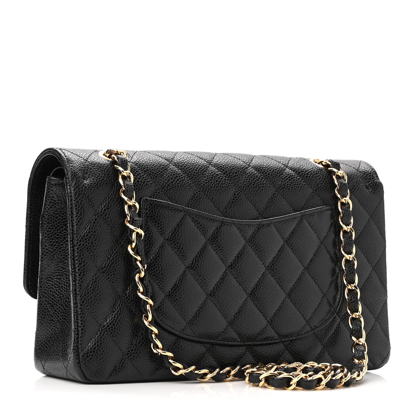 Caviar Quilted Medium Double Flap Black