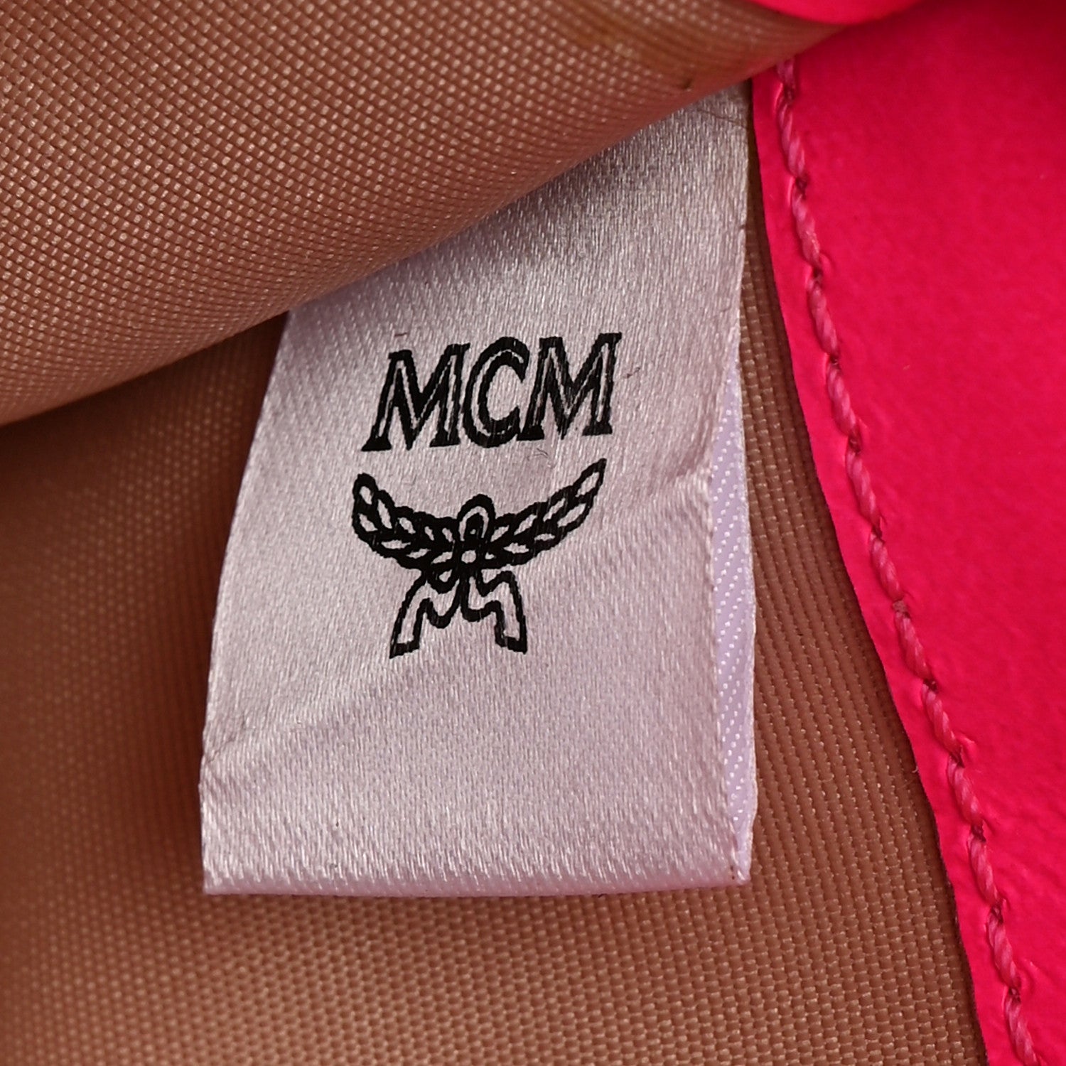 MCM Visetos Large Zip Around Wallet Neon Pink 6 of 7