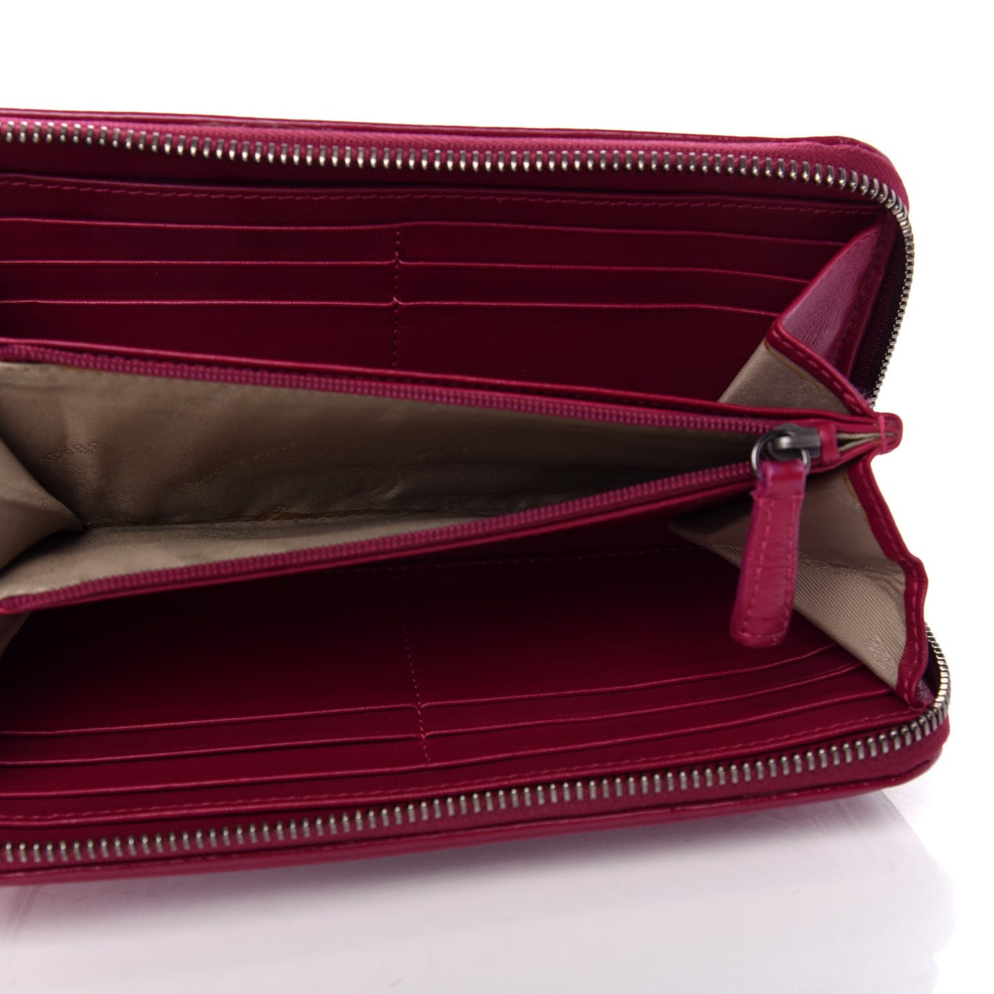 Patent Check Embossed Large Zip Around Wallet Raspberry Sorbet