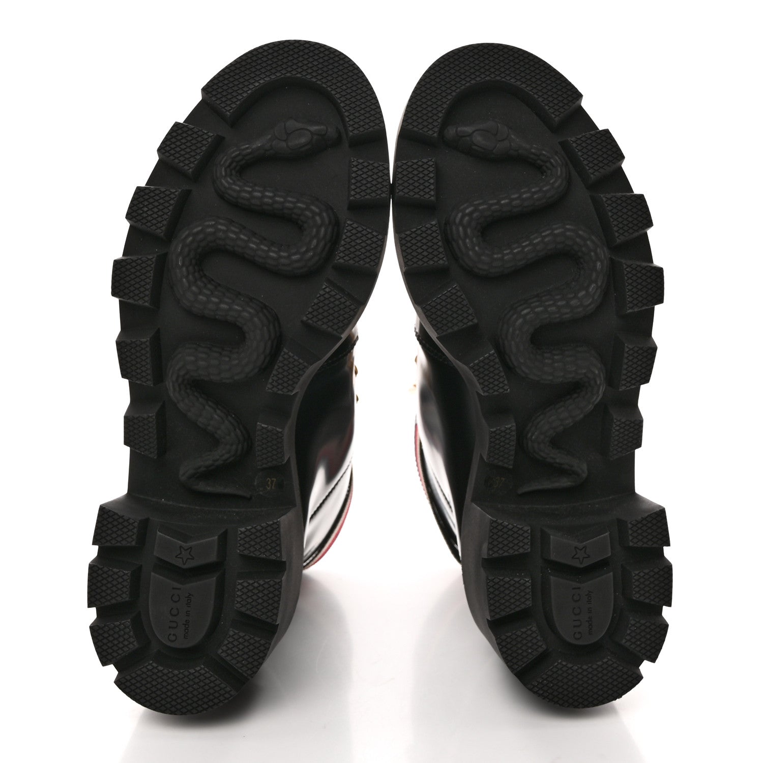 Gucci Calfskin Sylvie Web Womens Lace Up Combat Boots 37 Black 5 of 11