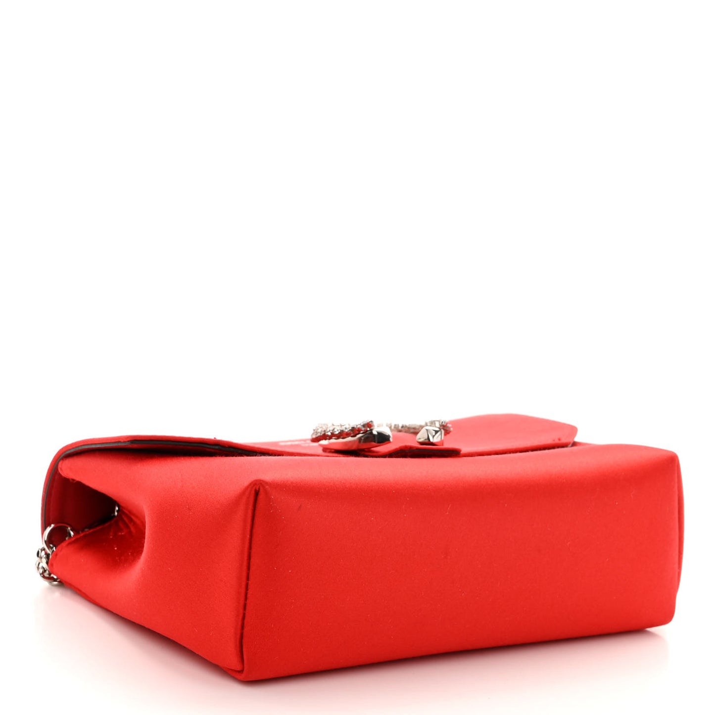 Satin Crystal Embellished Madeline Clutch Red