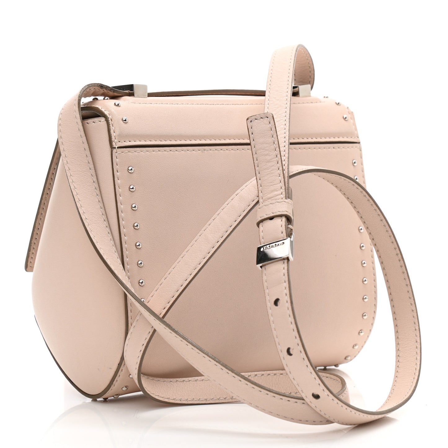 Calfskin Studded Mini Pandora Box Crossbody Bag Nude Pink