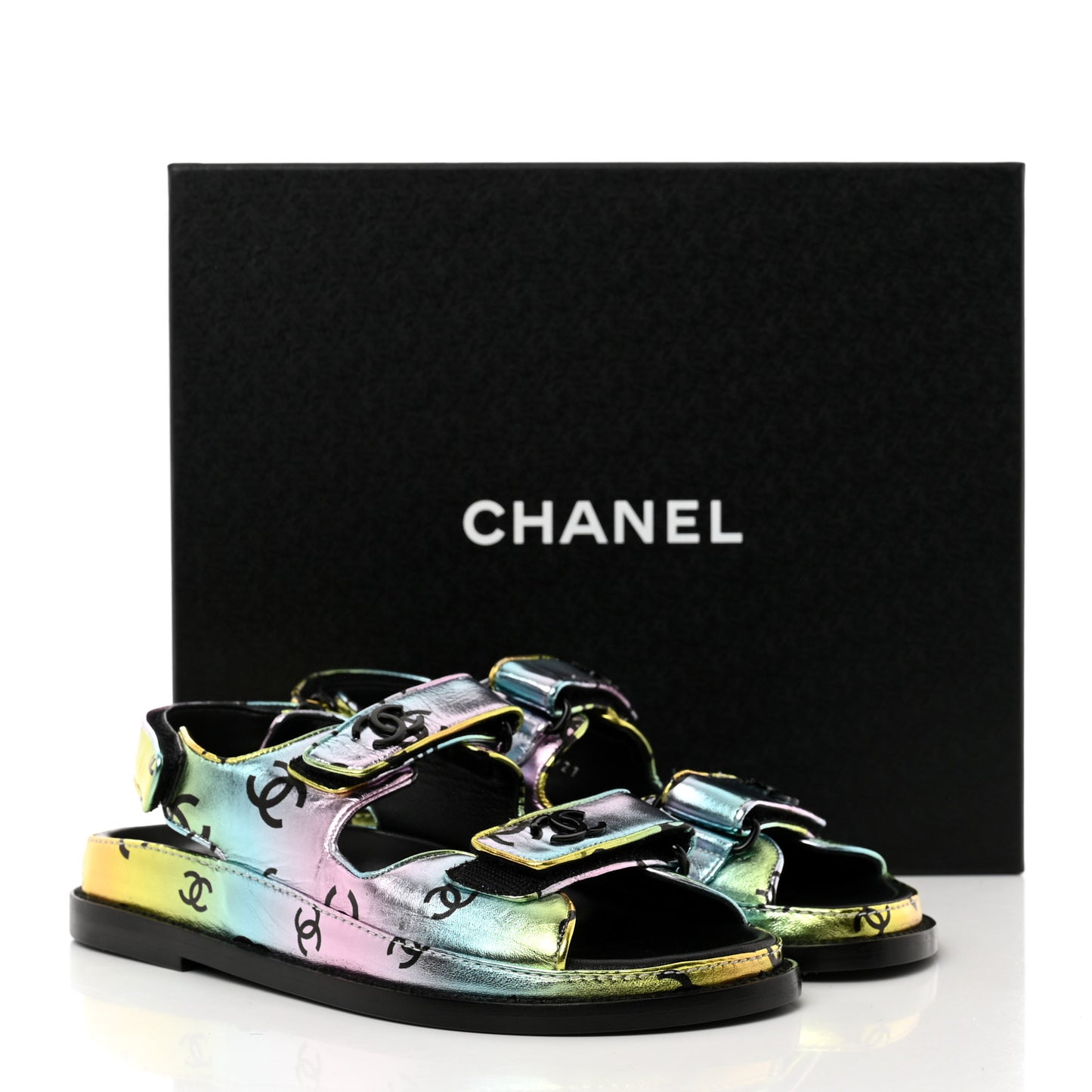 Laminated Lambskin Printed CC Dad Sandals 36 Multicolor