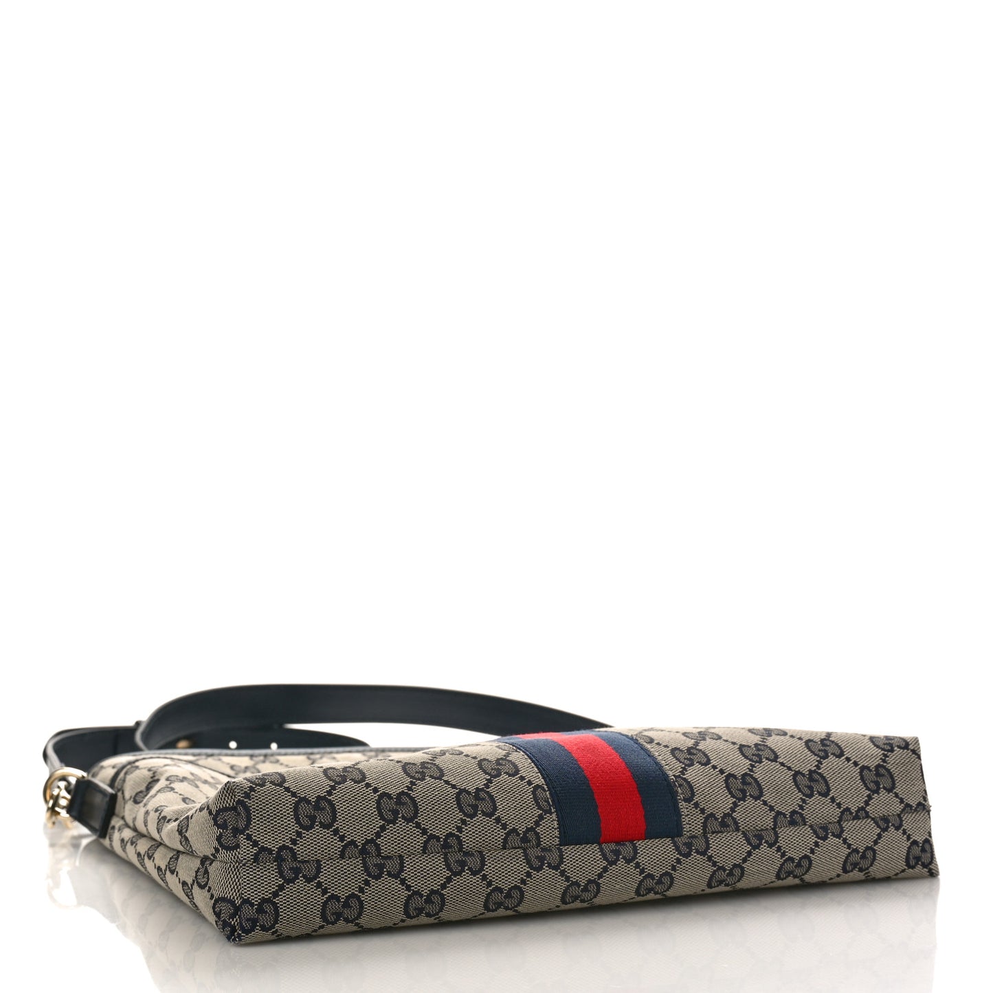GG Supreme Monogram Web Flat Messenger Bag Navy