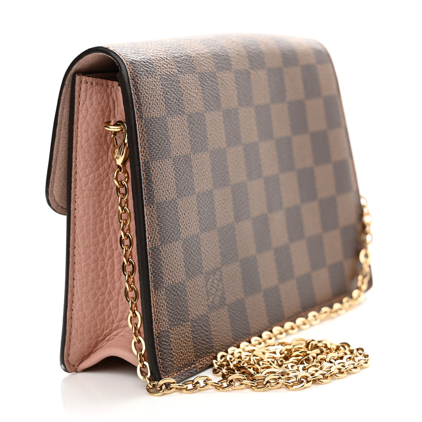 Damier Ebene Croisette Chain Wallet Magnolia