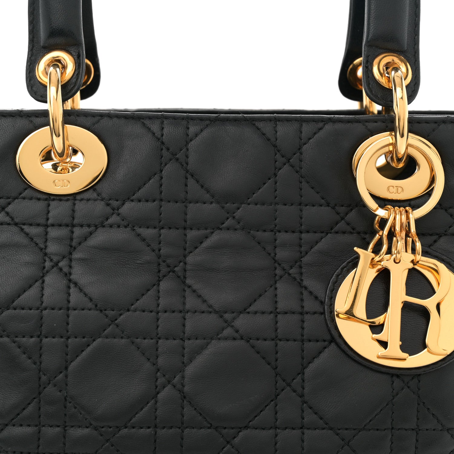 Christian Dior Lambskin Cannage Medium Lady Dior Black 8 of 11