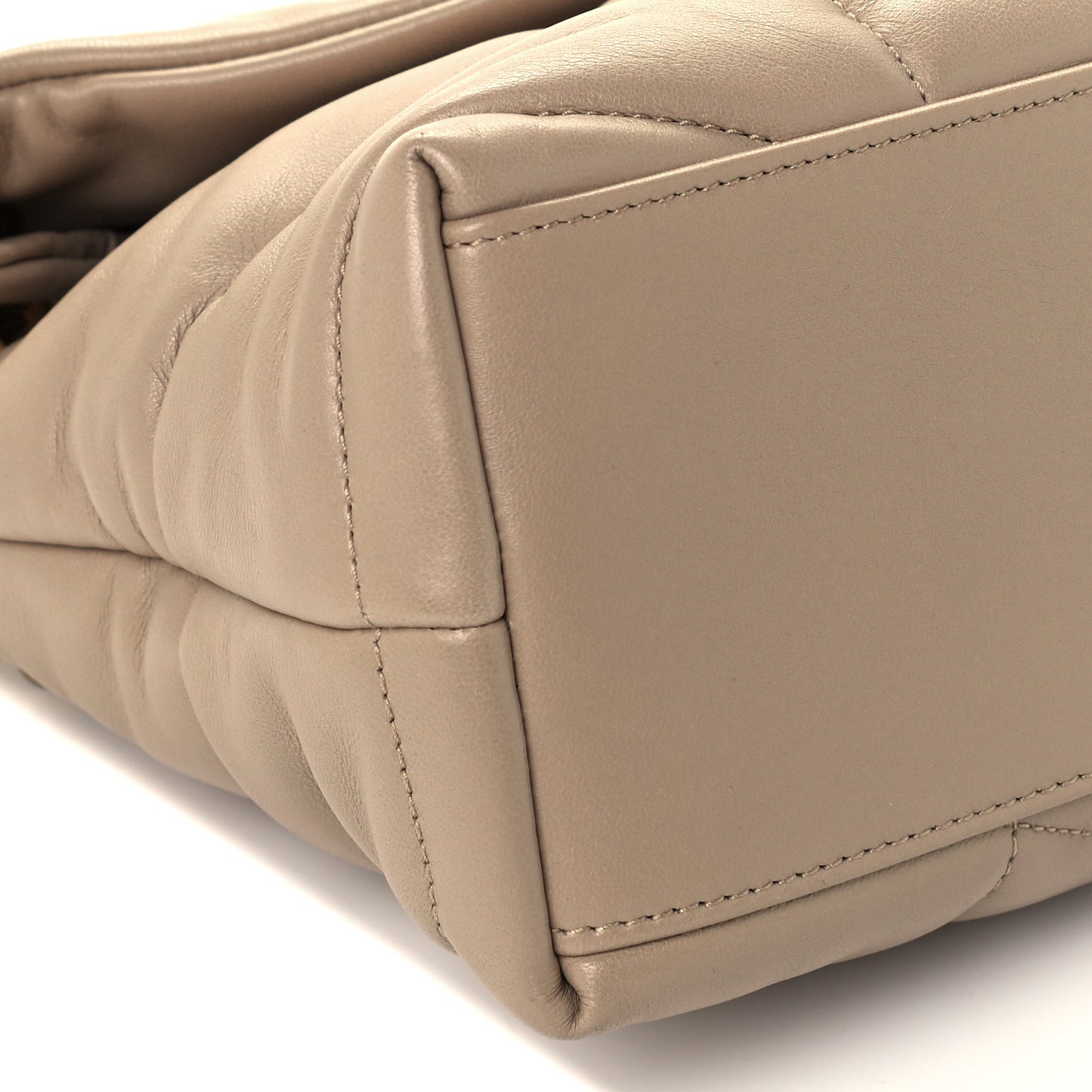 Lambskin Quilted Small Loulou Puffer Monogram Chain Satchel Dark Beige