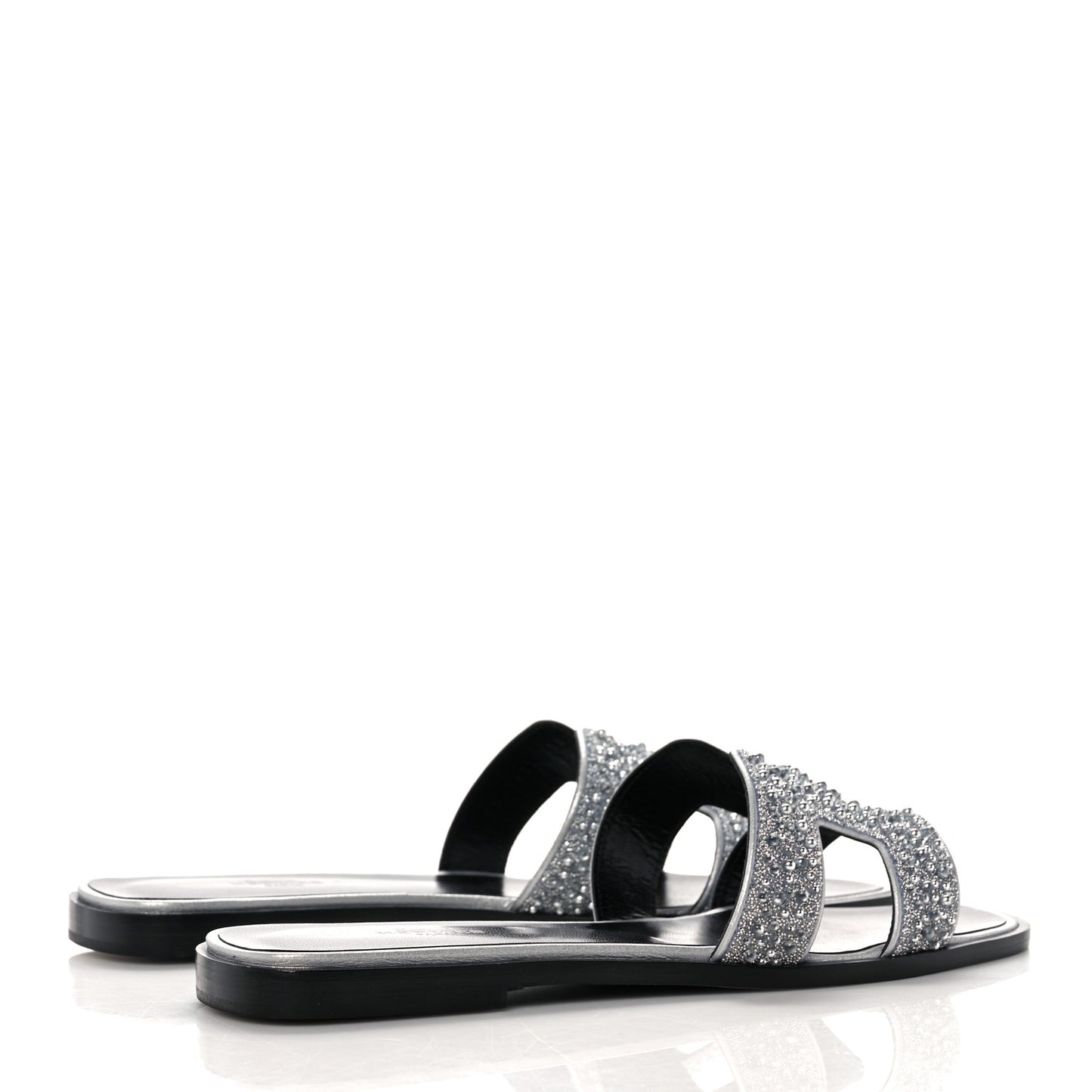 Velvet Goatskin Crystal Beads Oran Sandals 39 Gris Argente