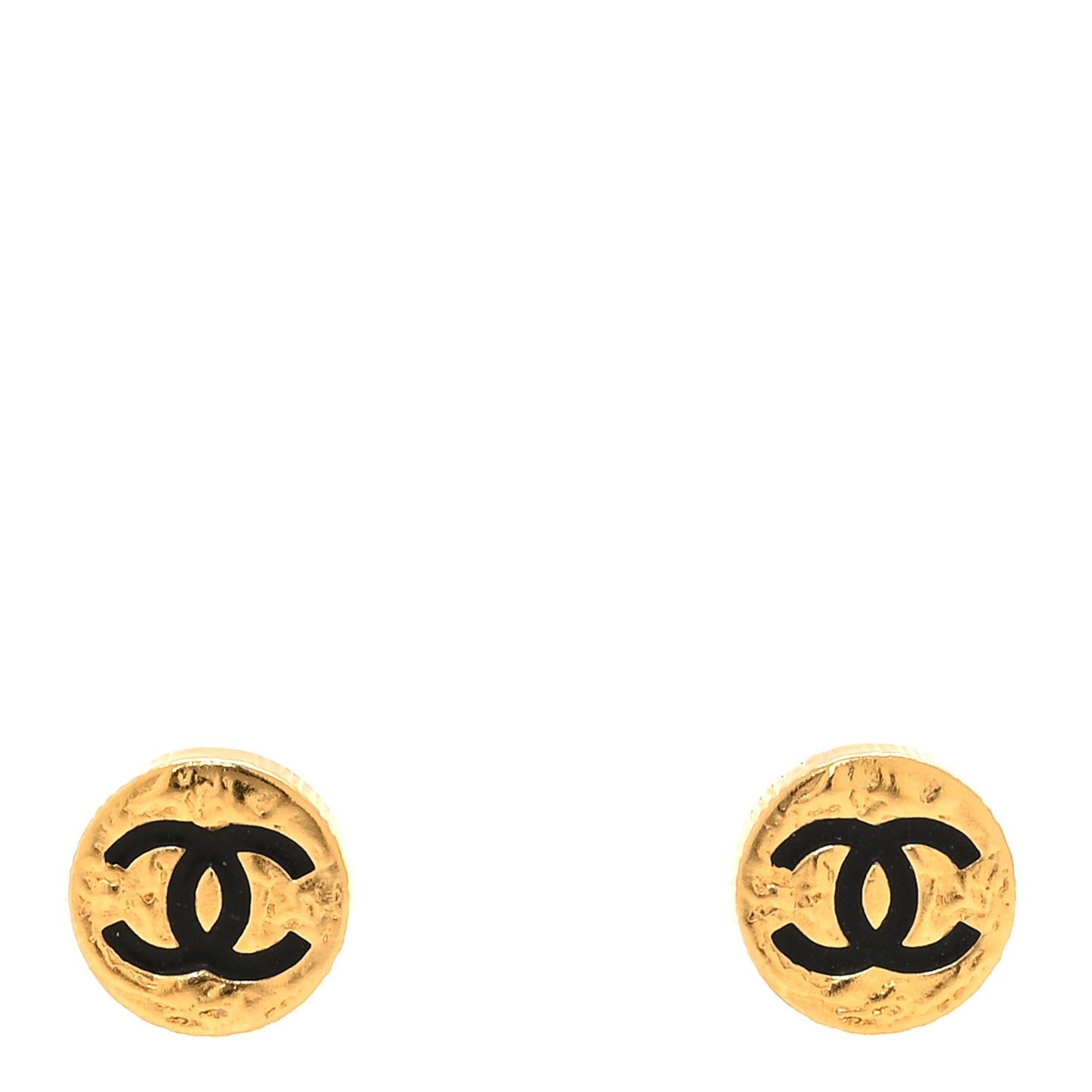 Resin CC Round Earrings Gold Black