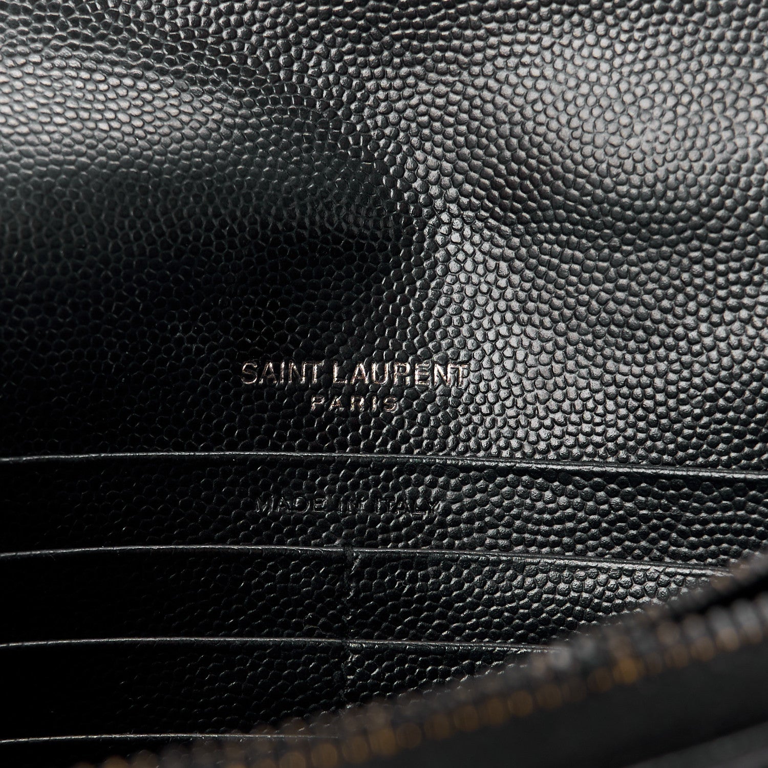 Saint Laurent Grain De Poudre Matelasse Chevron Monogram Monochrome Envelope Chain Wallet Black 6 of 11