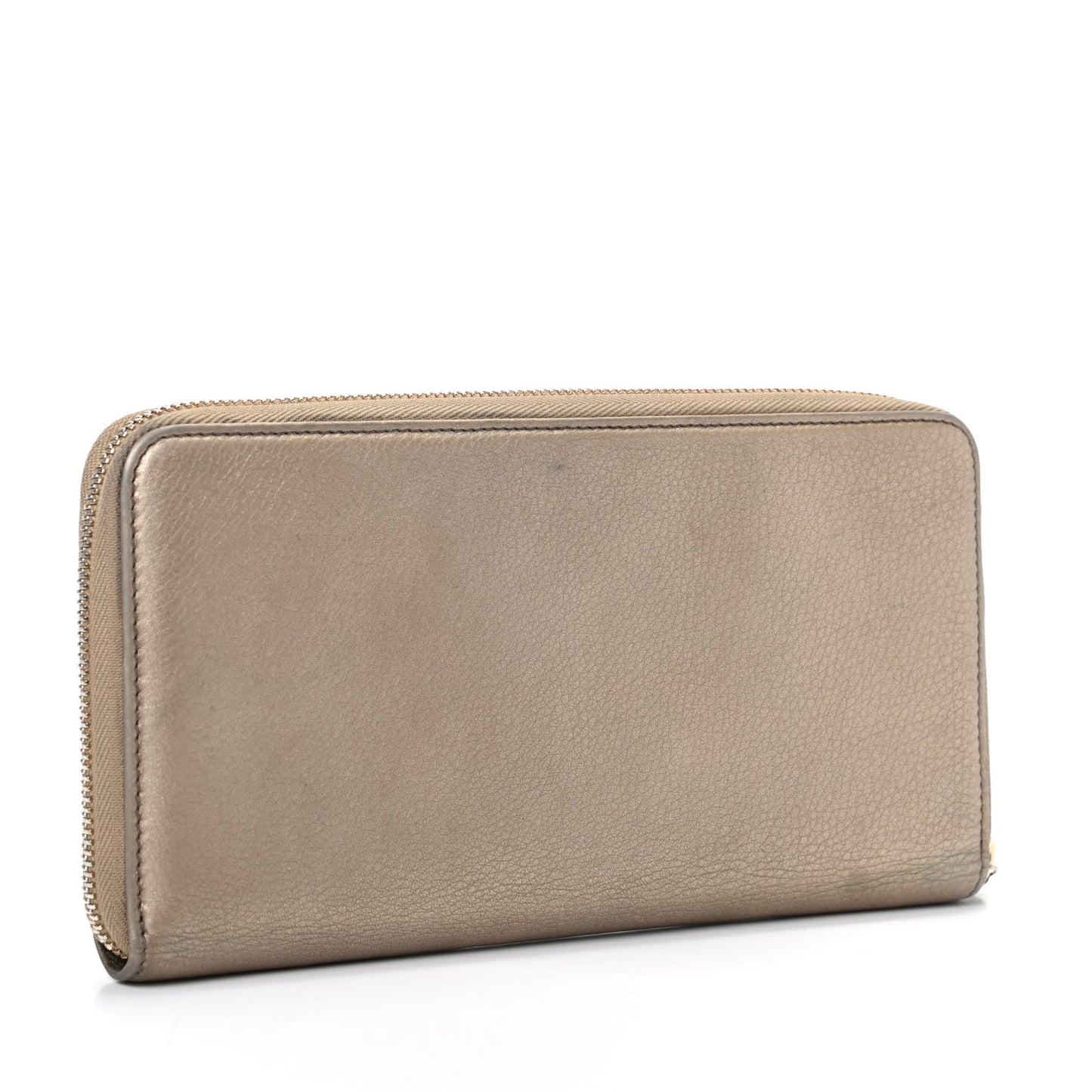Metallic Pebbled Calfskin Soho Zip Around Wallet Golden Beige