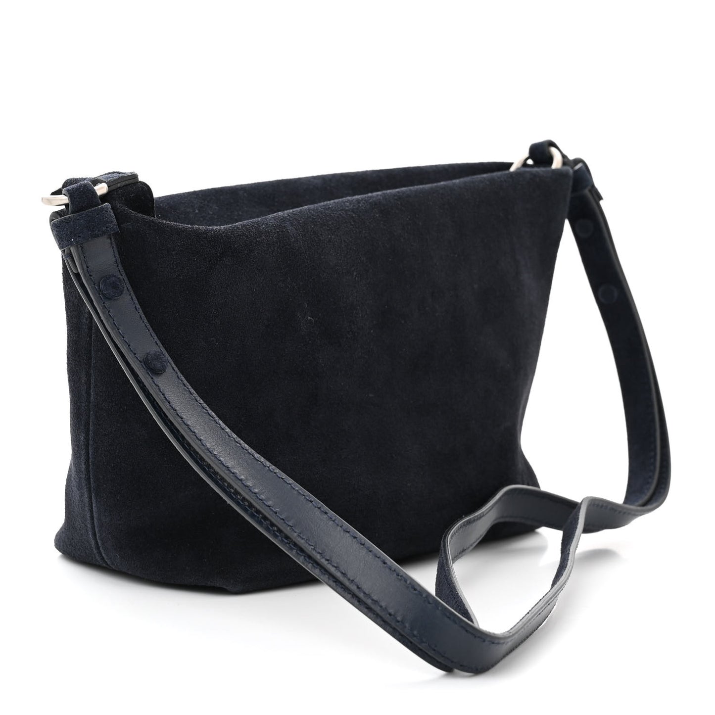 Suede Bond Zip Shoulder Bag Deep Navy