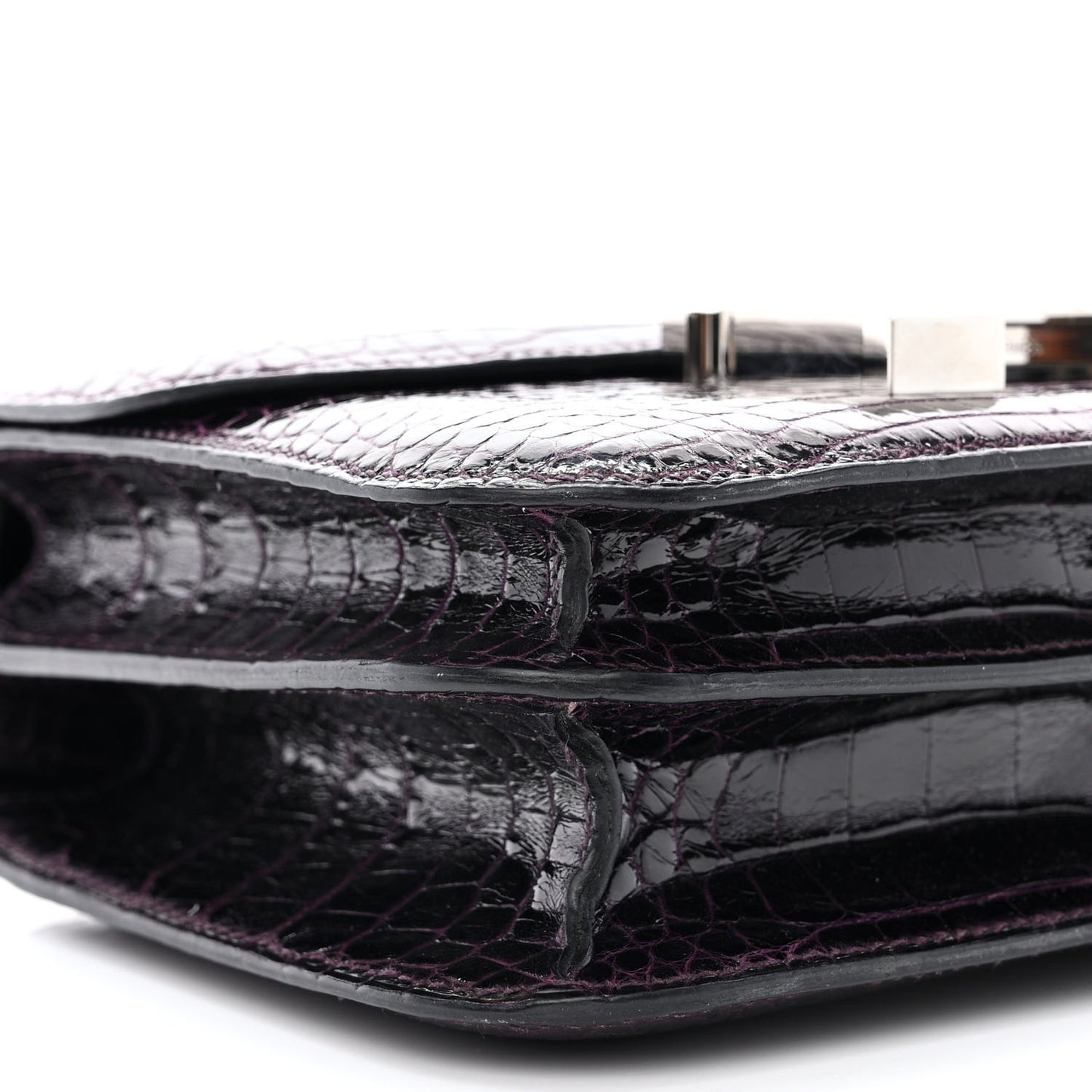 Shiny Alligator Enamel Constance 18 Prunoir Bleu Saint Cyr