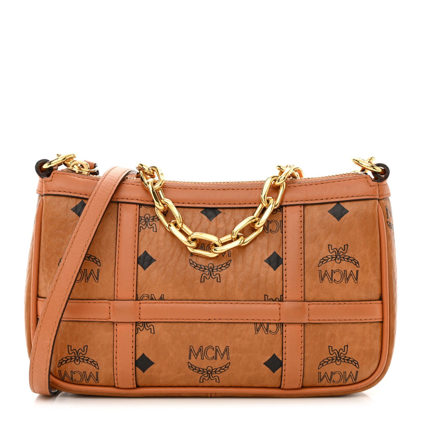 Visetos Nappa Mini Delmy Chain Shoulder Bag Cognac