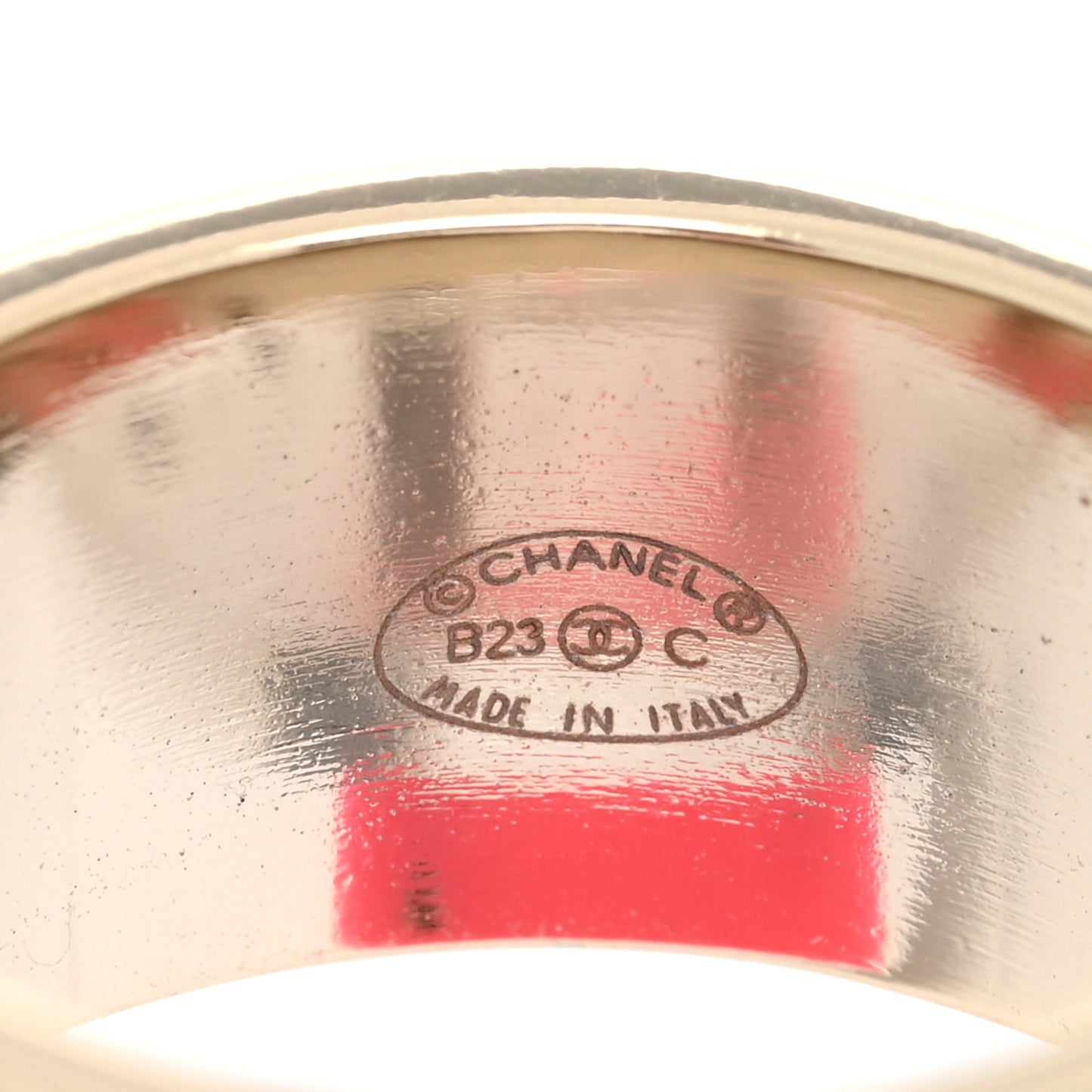 Calfskin Metal Resin CC Quilted Flap Ring 52 6 Gold Black Pink