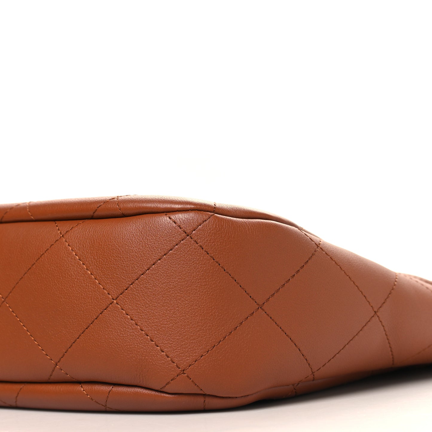Calfskin Quilted Braided Handle Chain Hobo Brown