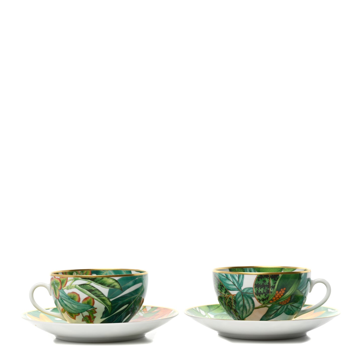 Porcelain Passifolia Tea Cup And Saucer Set Of 2