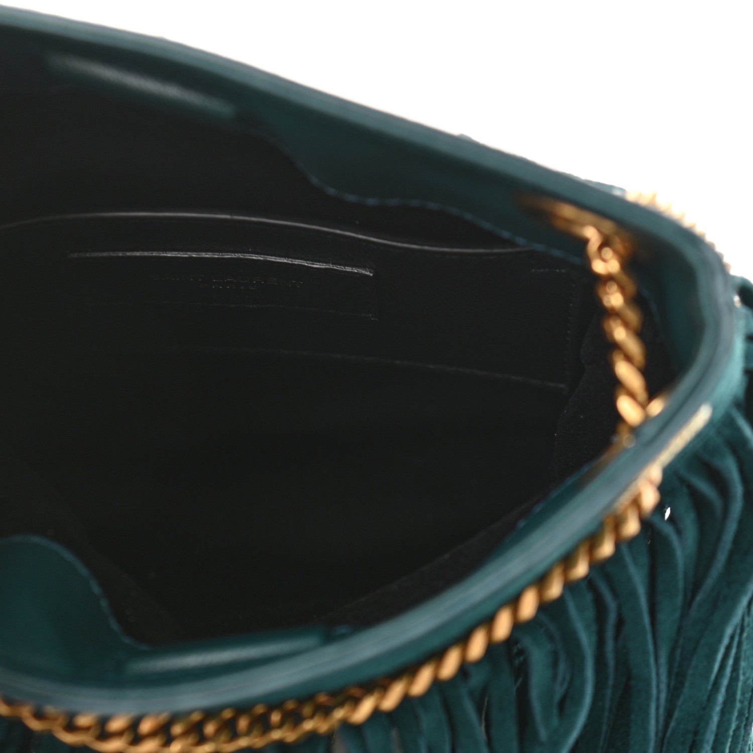 Saint Laurent Suede Calfskin Small Grace Fringed Hobo Bag Rope Sea Turquoise 5 of 9