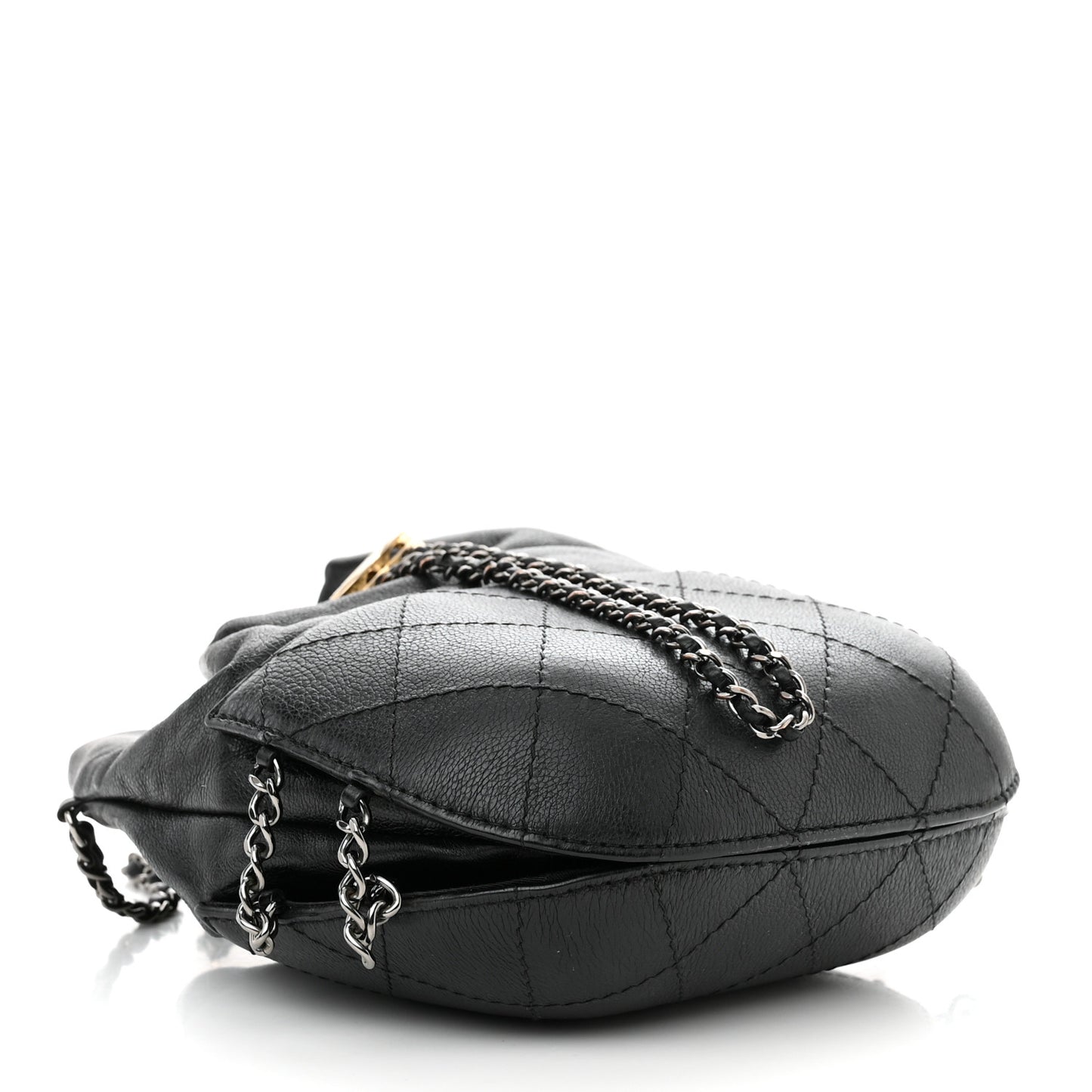 Calfskin Quilted Small Gabrielle Bucket Black