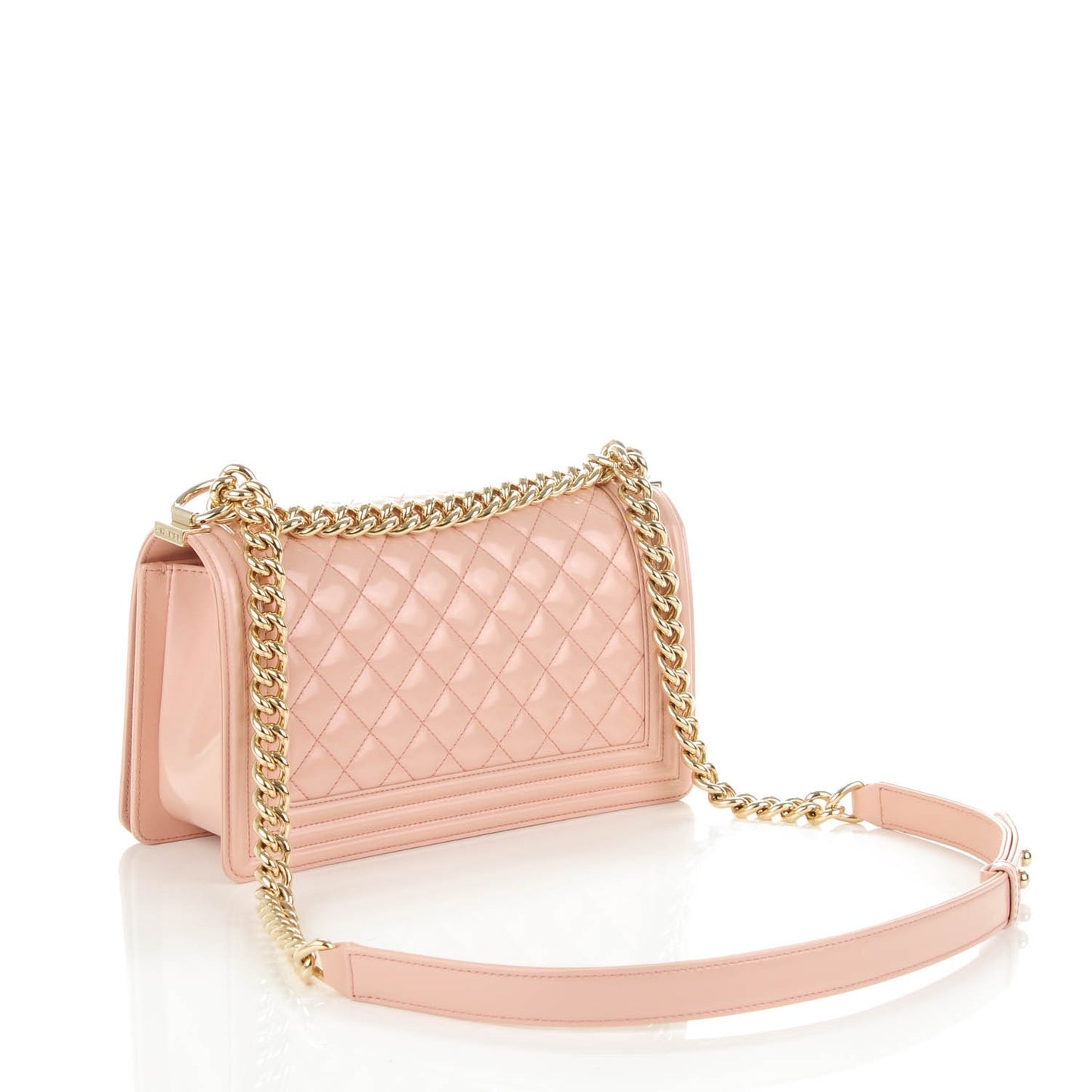 Iridescent Calfskin Quilted Medium Boy Flap Light Pink