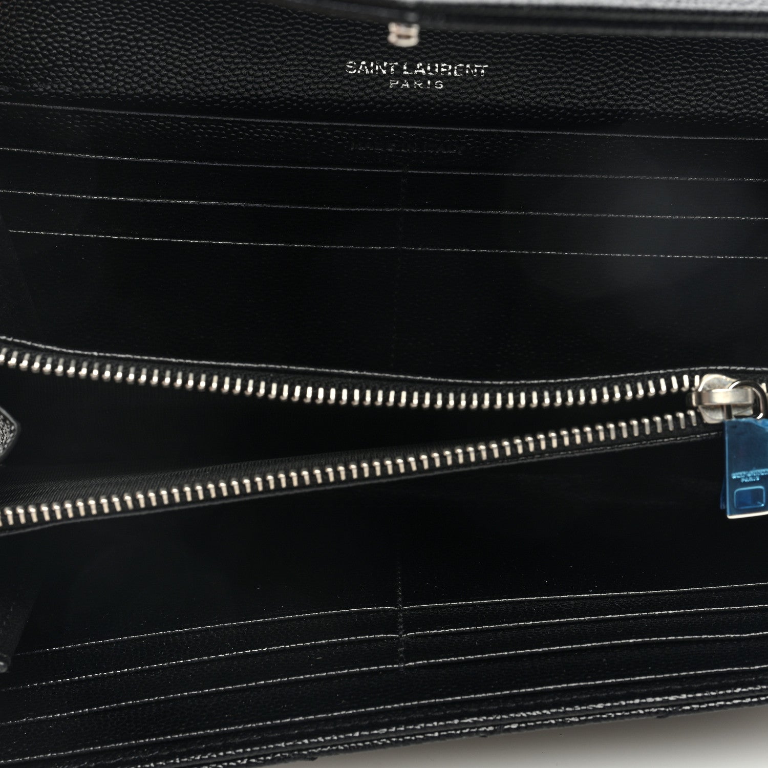 Saint Laurent Grain De Poudre Matelasse Chevron Monogram Flap Wallet Black 5 of 6