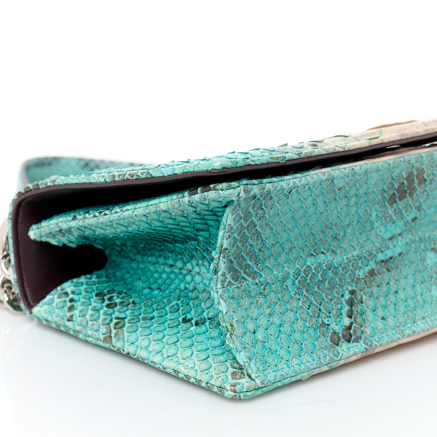 Snakeskin Gradient Small Diorama Flap Bag Turquoise Beige