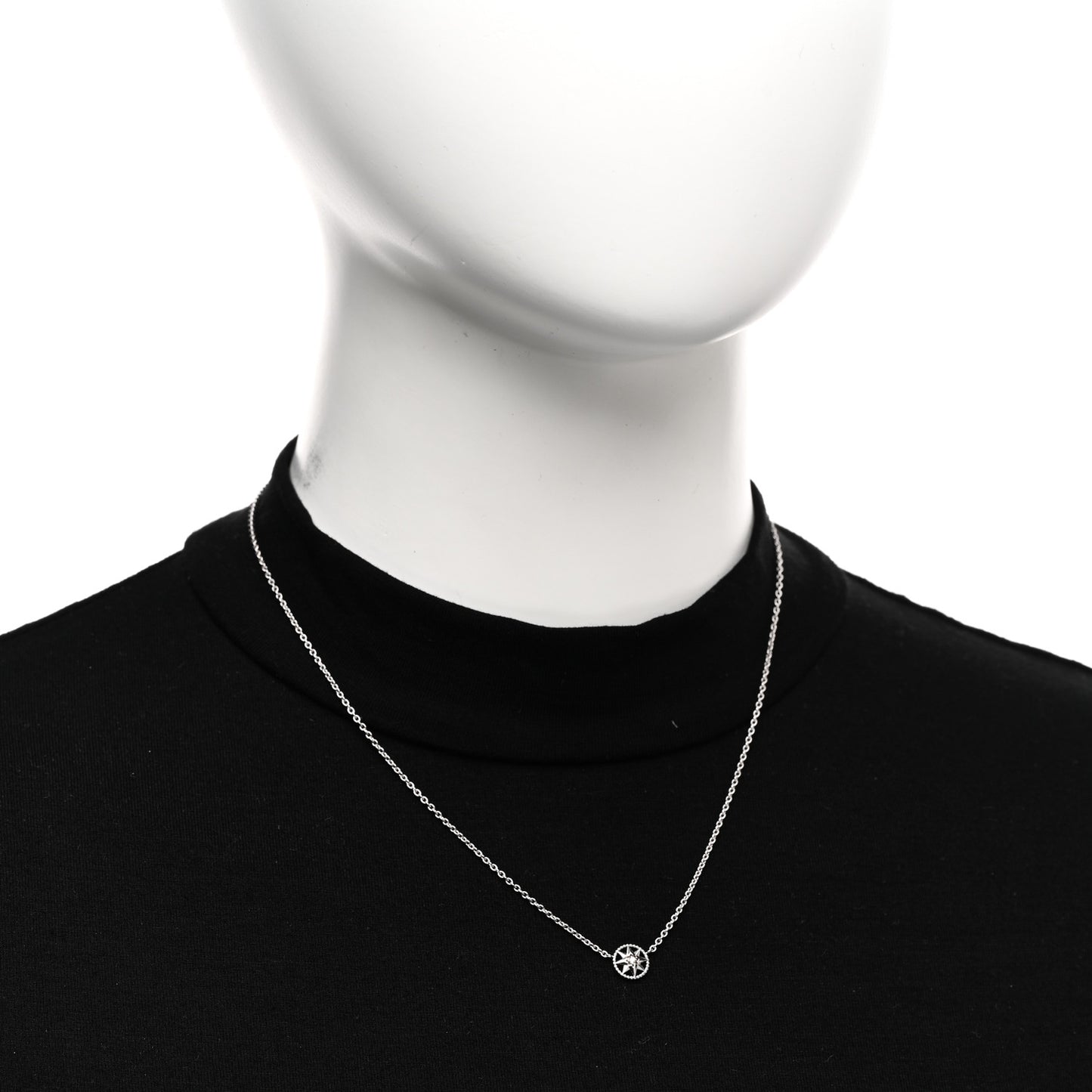 18K White Gold Diamond Rose Des Vents Necklace