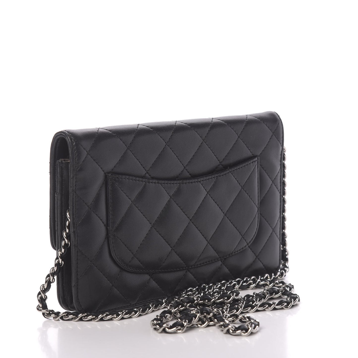 Lambskin Quilted Wallet On Chain WOC Black