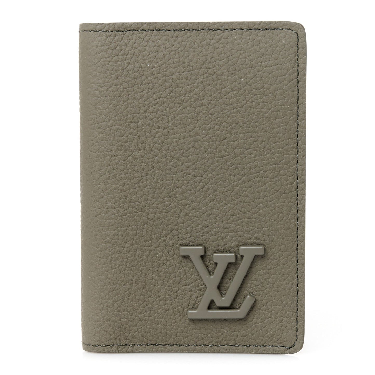 Grained Calfskin Aerogram Pocket Organizer Khaki