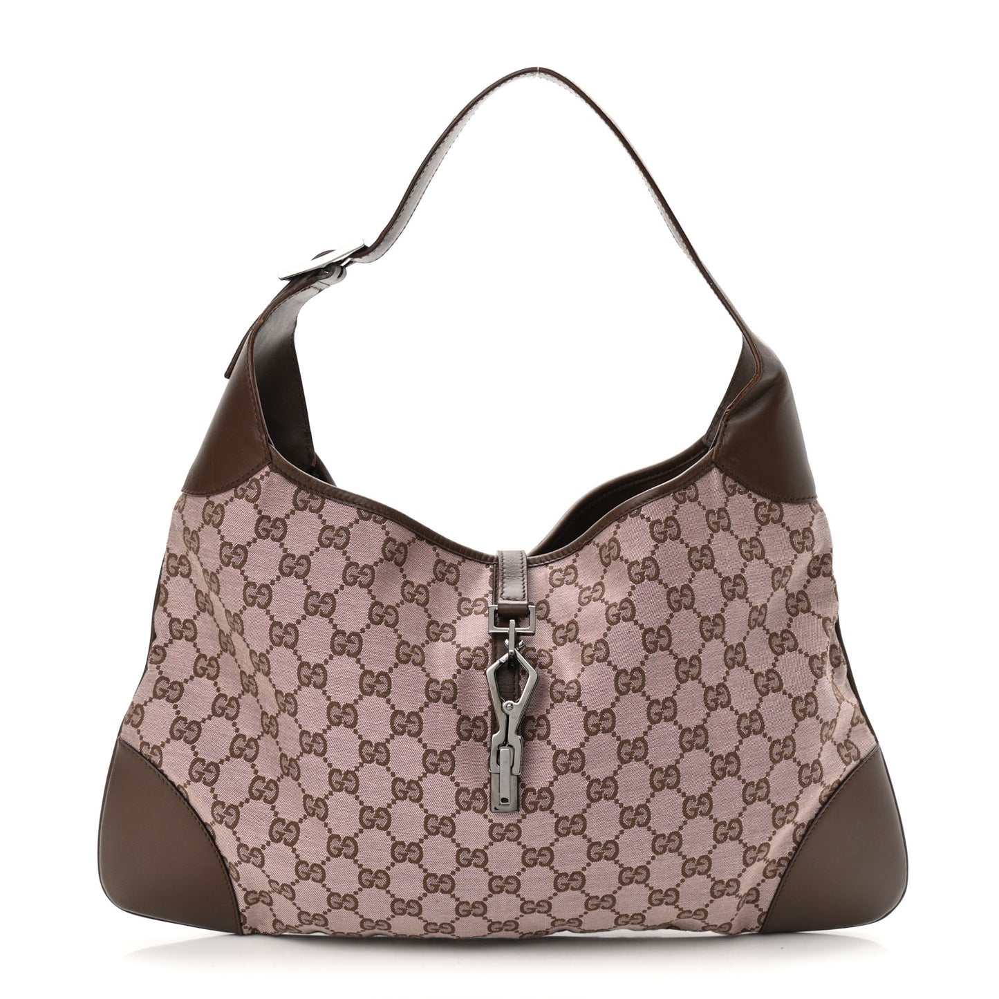 Monogram Lobster Clasp Jackie O Hobo Brown