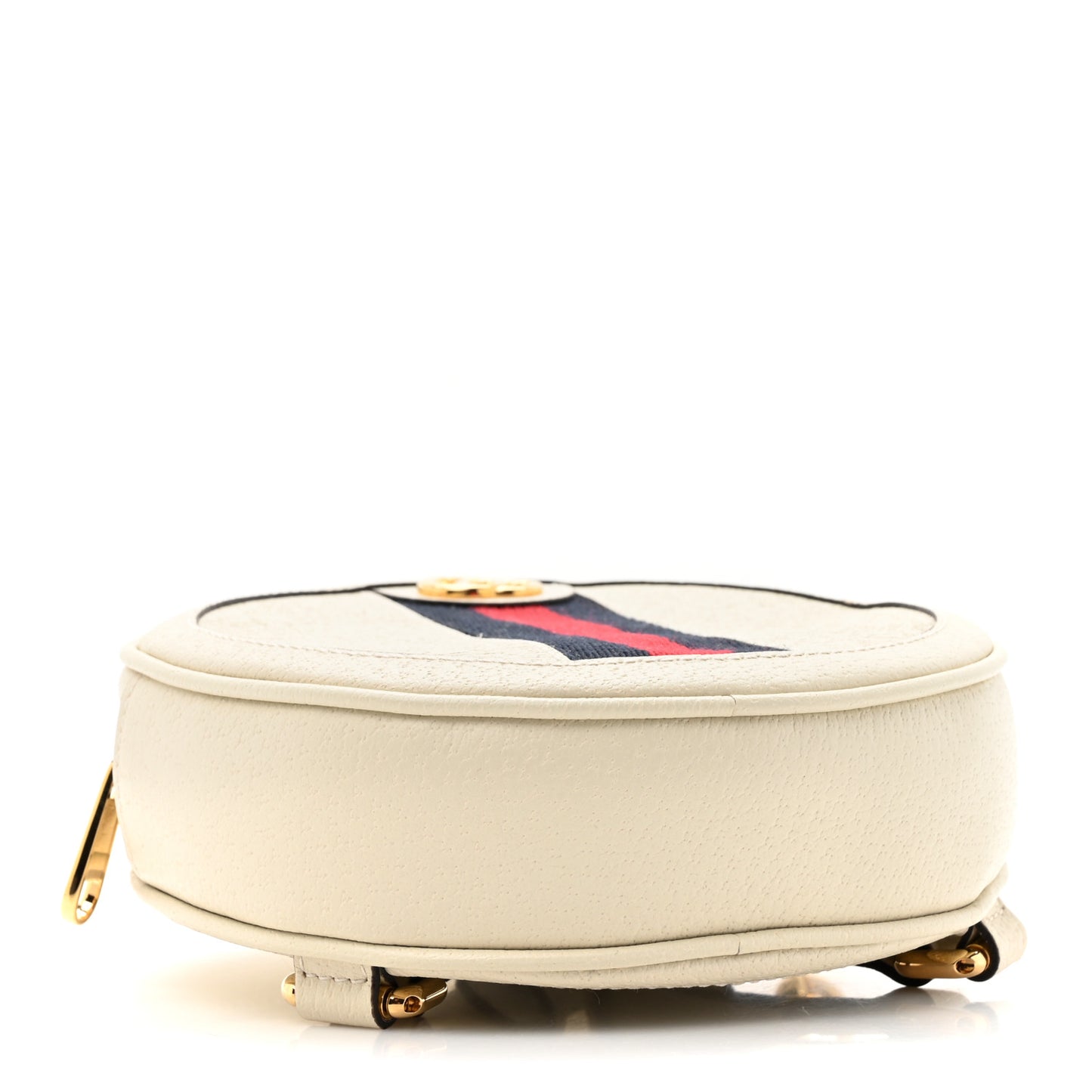 Textured Calfskin Web Mini Ophidia Round Backpack Mystic White