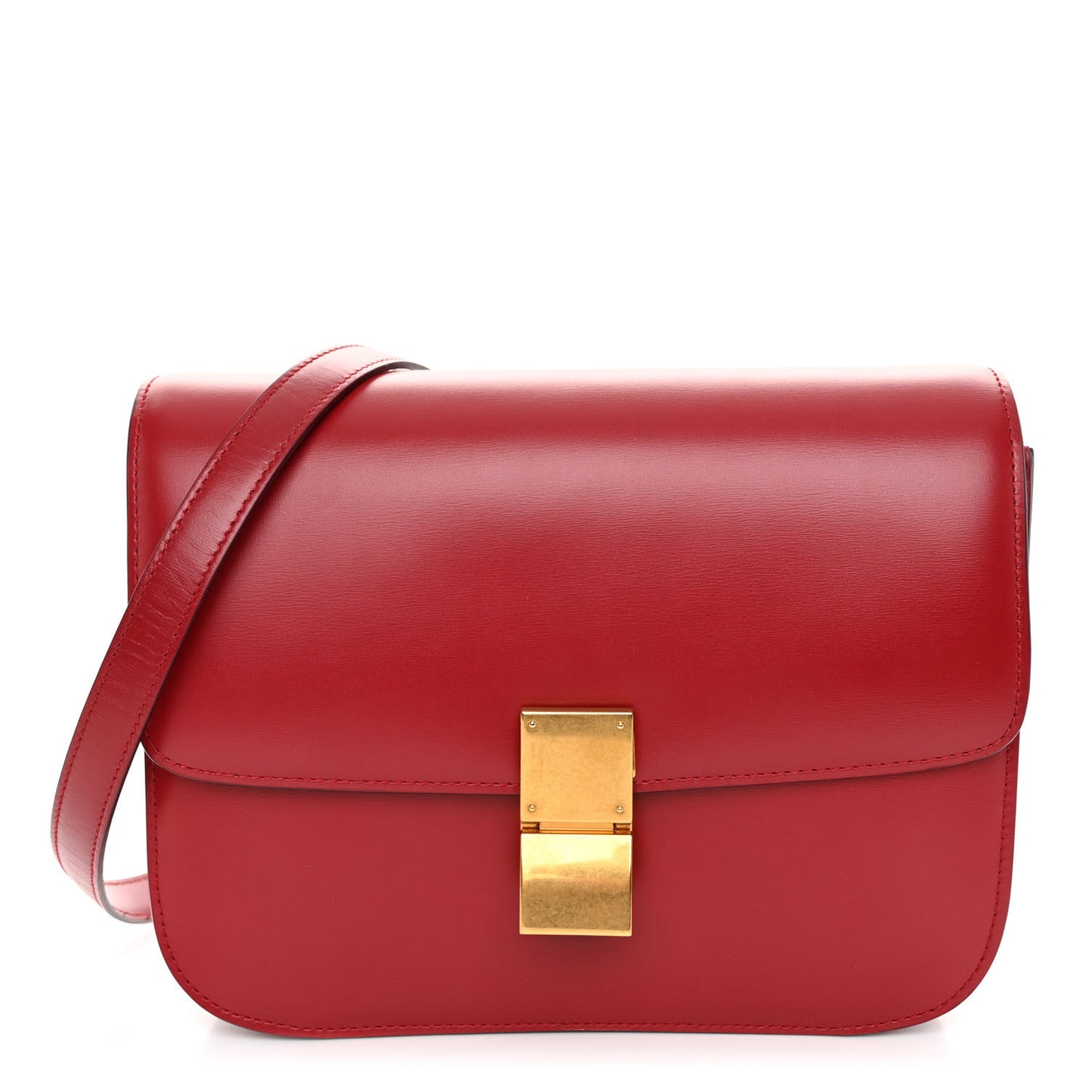 Box Calfskin Medium Classic Box Flap Bag Red