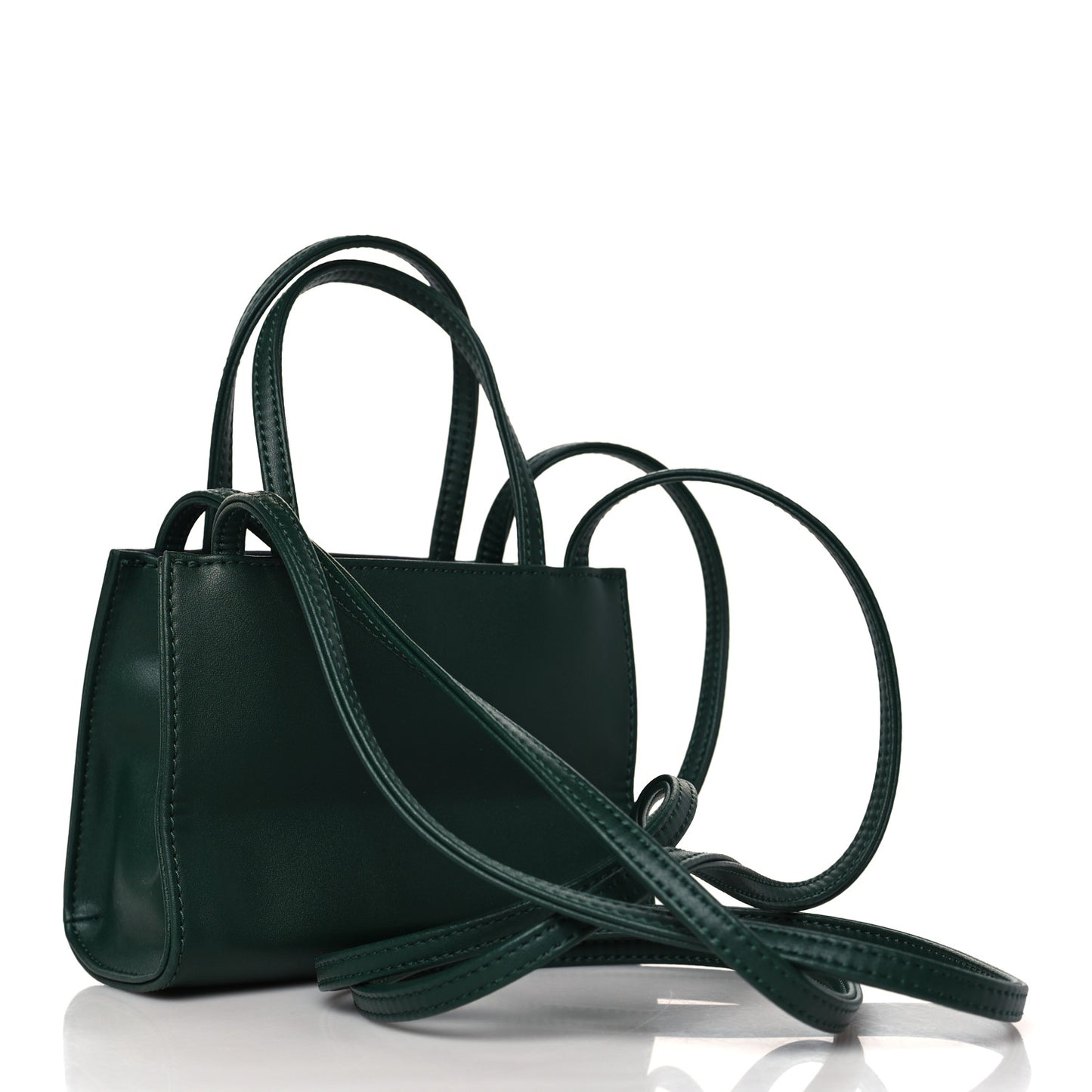 Vegan Leather Small Shopping Bag Dark Olive