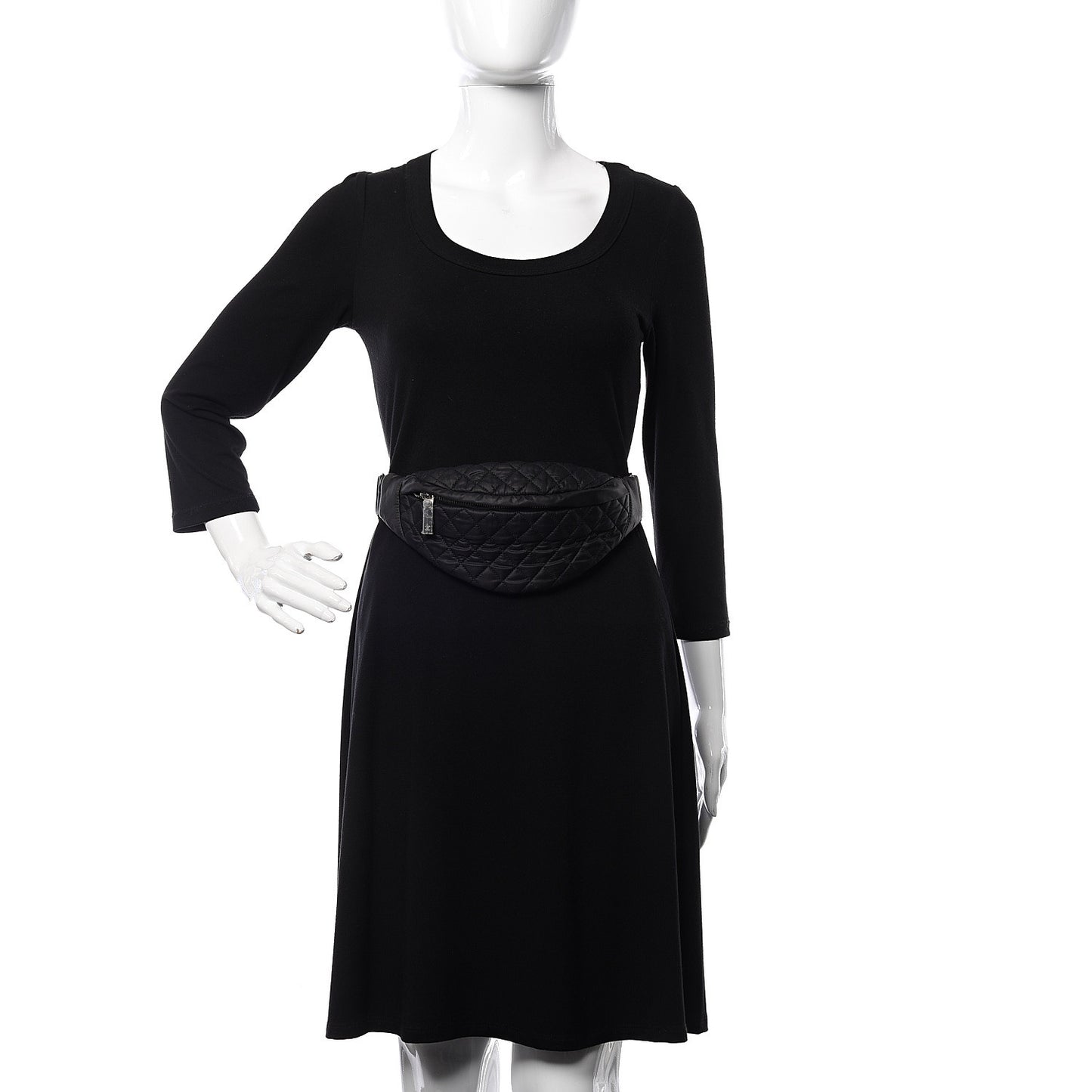Nylon Quilted Waist Bag Black