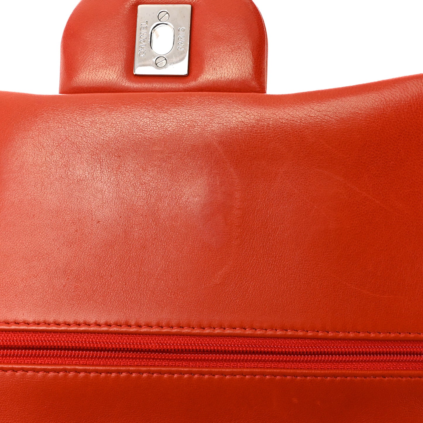 Lambskin Quilted Jumbo Double Flap Red