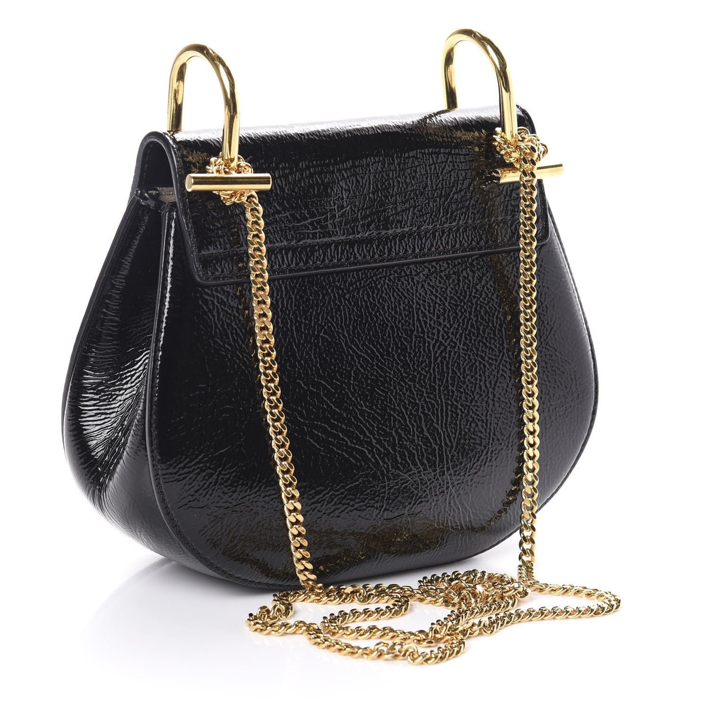 Grained Patent Mini Drew Shoulder Bag Black