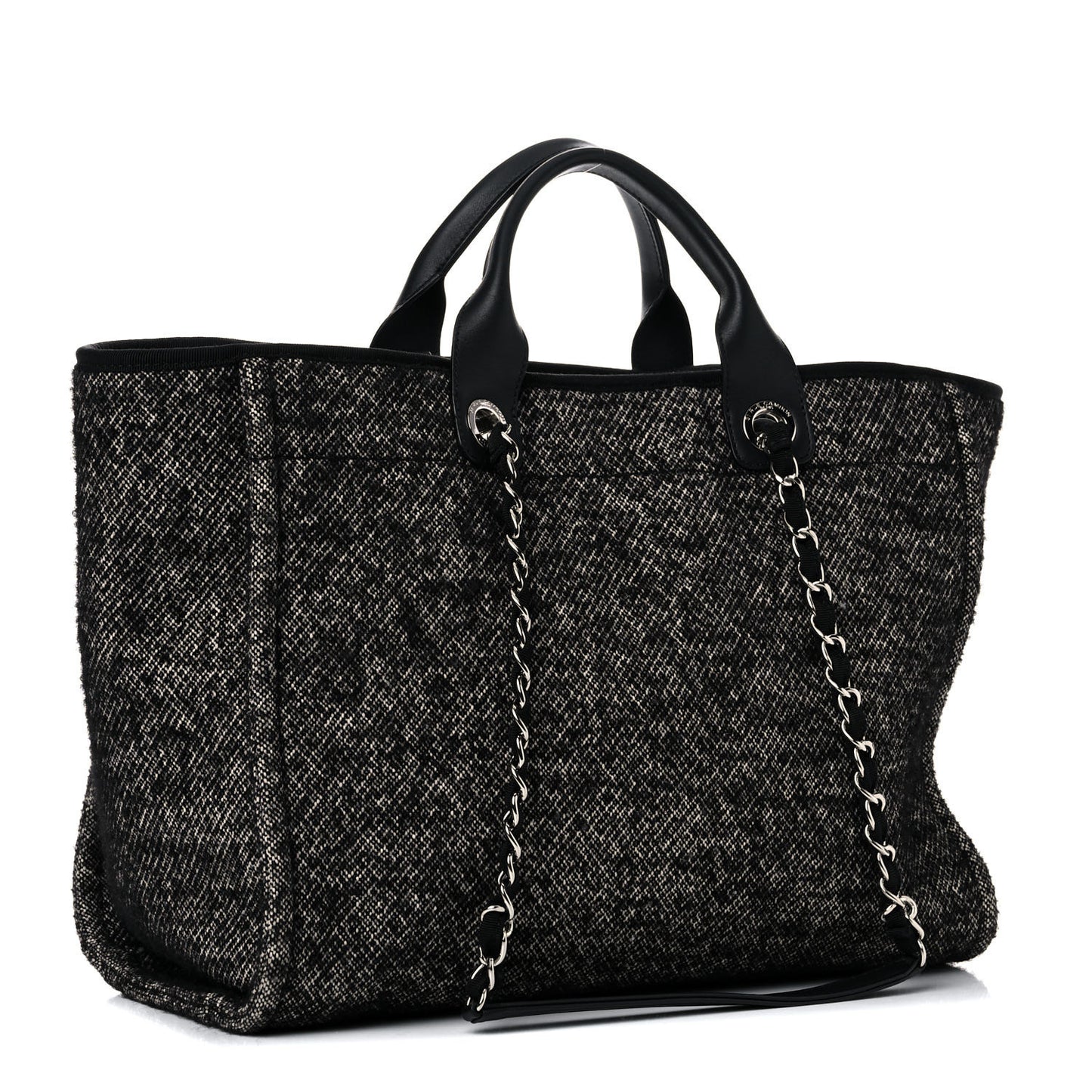 Mixed Fibers Calfskin Medium Deauville Tote Black