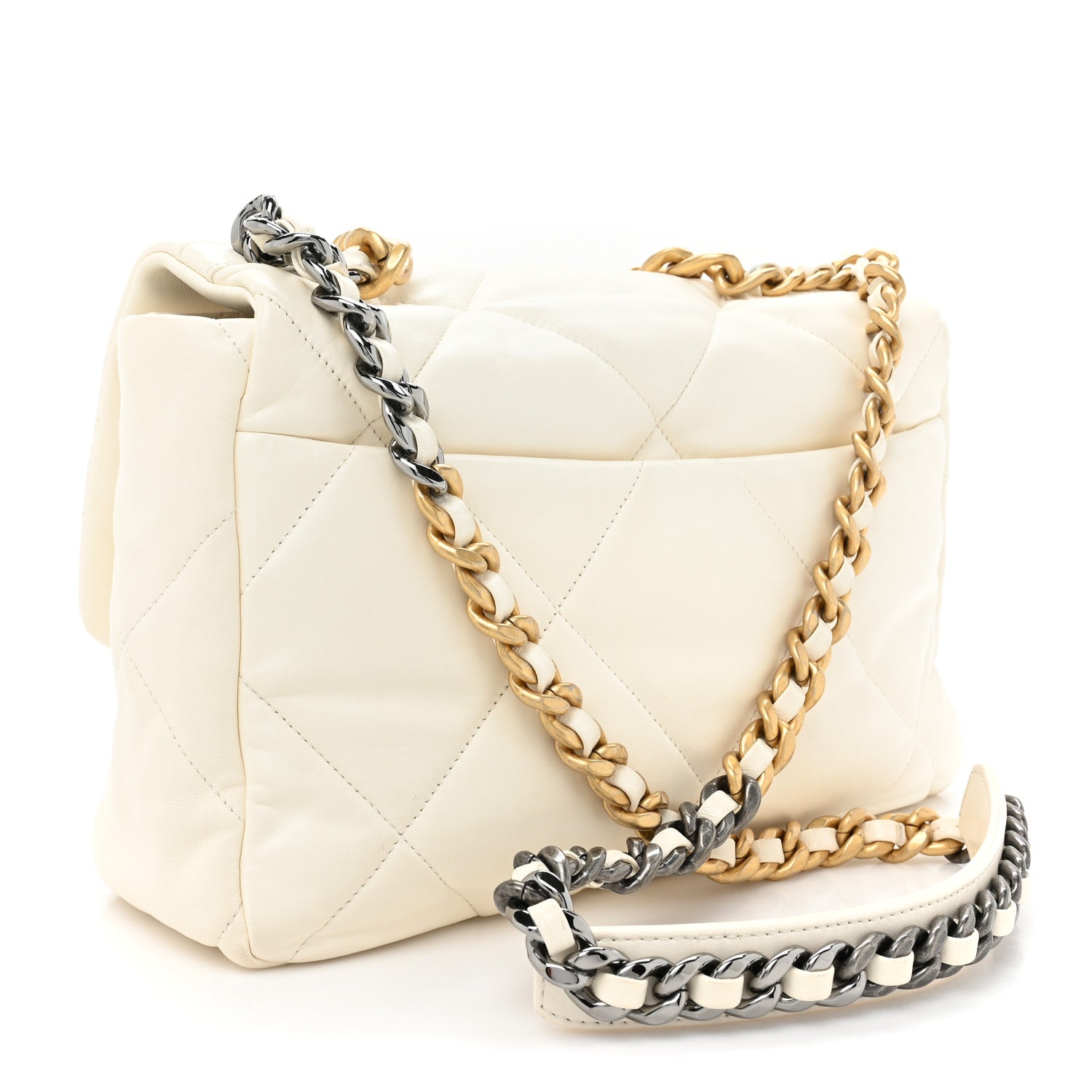 Chanel Lambskin Quilted Large Chanel 19 Flap White 3 of 13