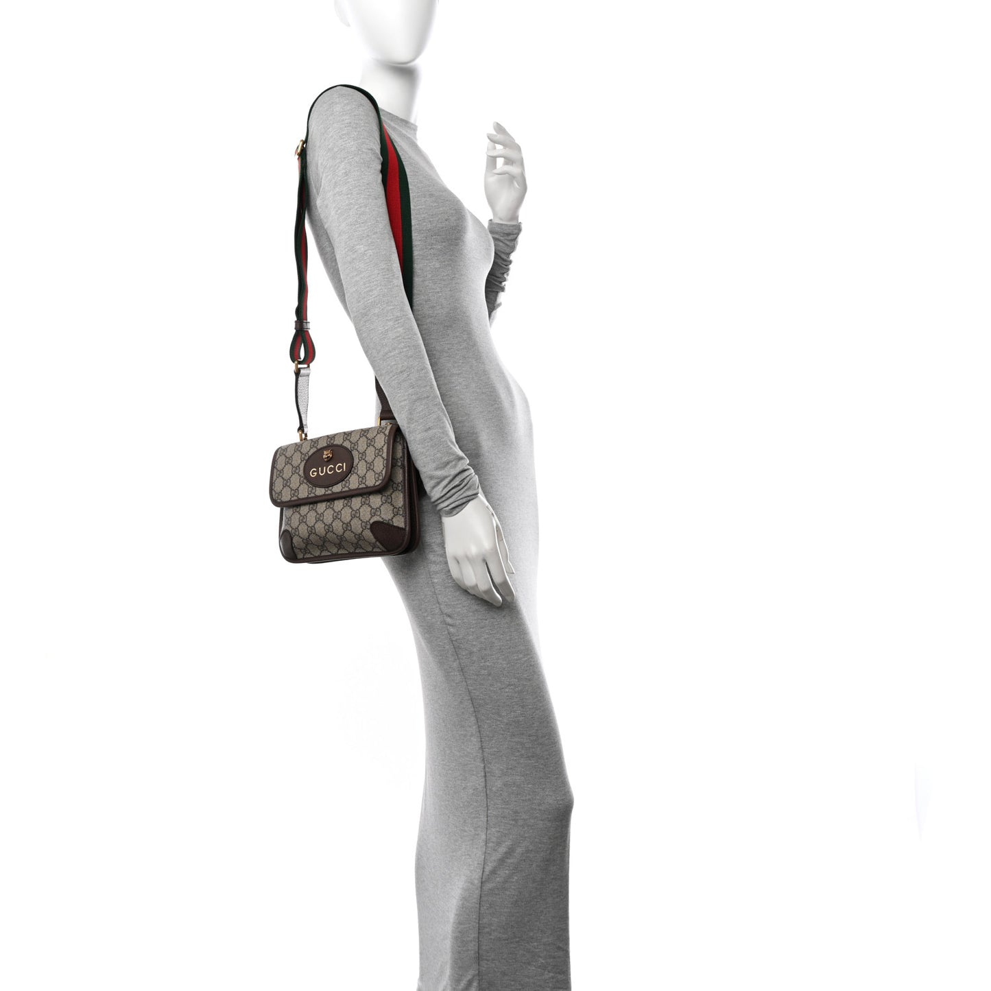 GG Supreme Monogram Web Small Neo Vintage Double Flap Messenger Bag Beige New Acero