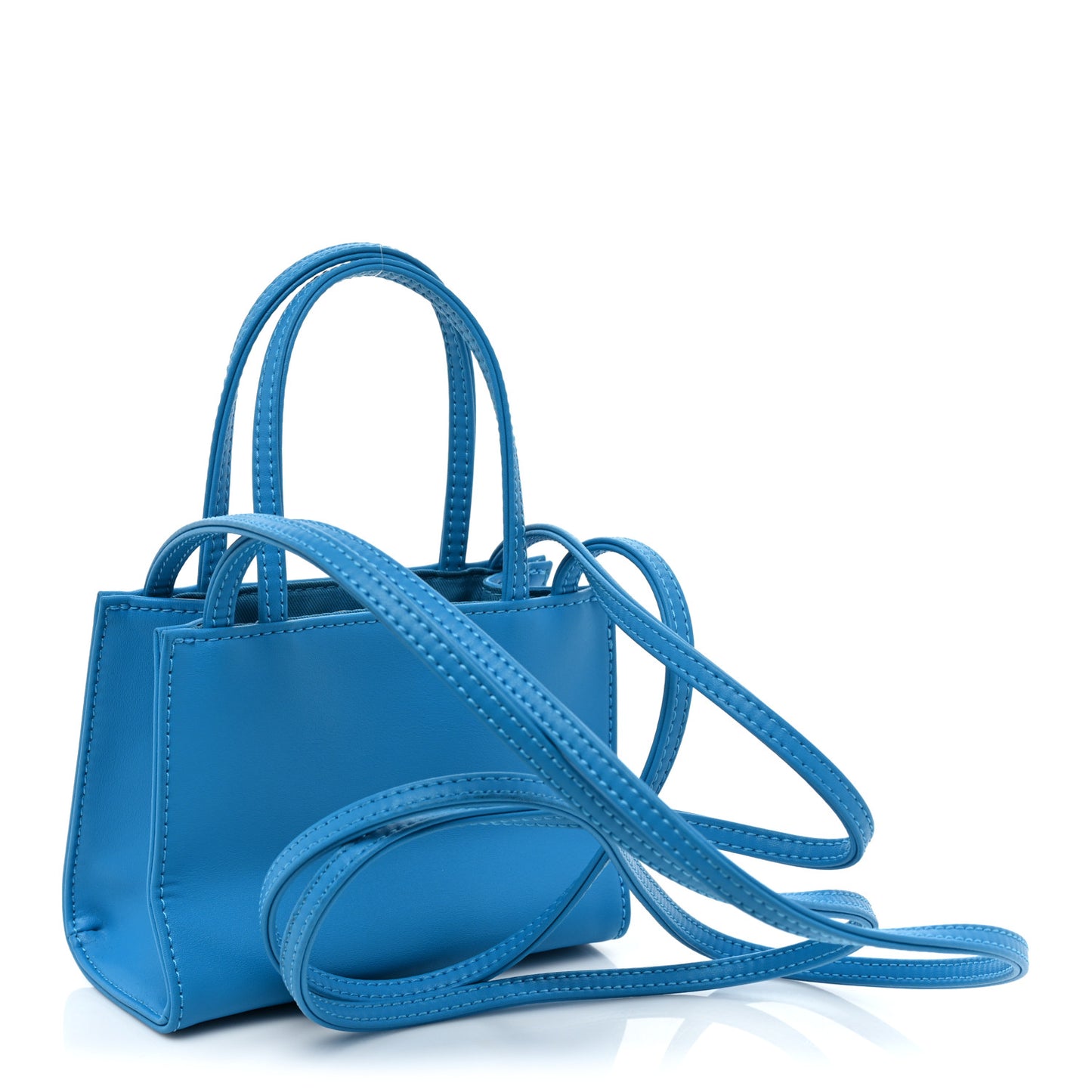 Vegan Leather Small Shopping Bag Cyan