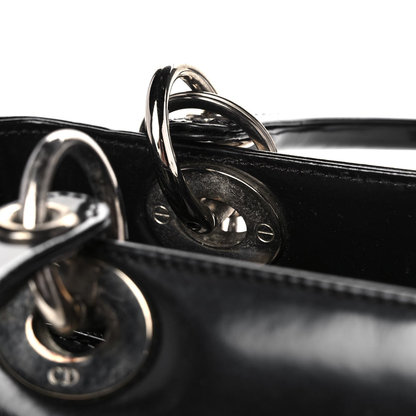 Glazed Calfskin Medium Lady Dior Black