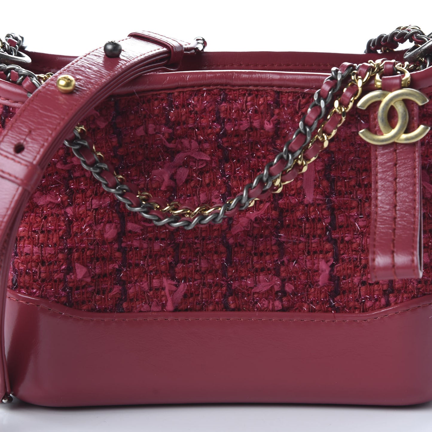 Tweed Calfskin Small Gabrielle Hobo Pink