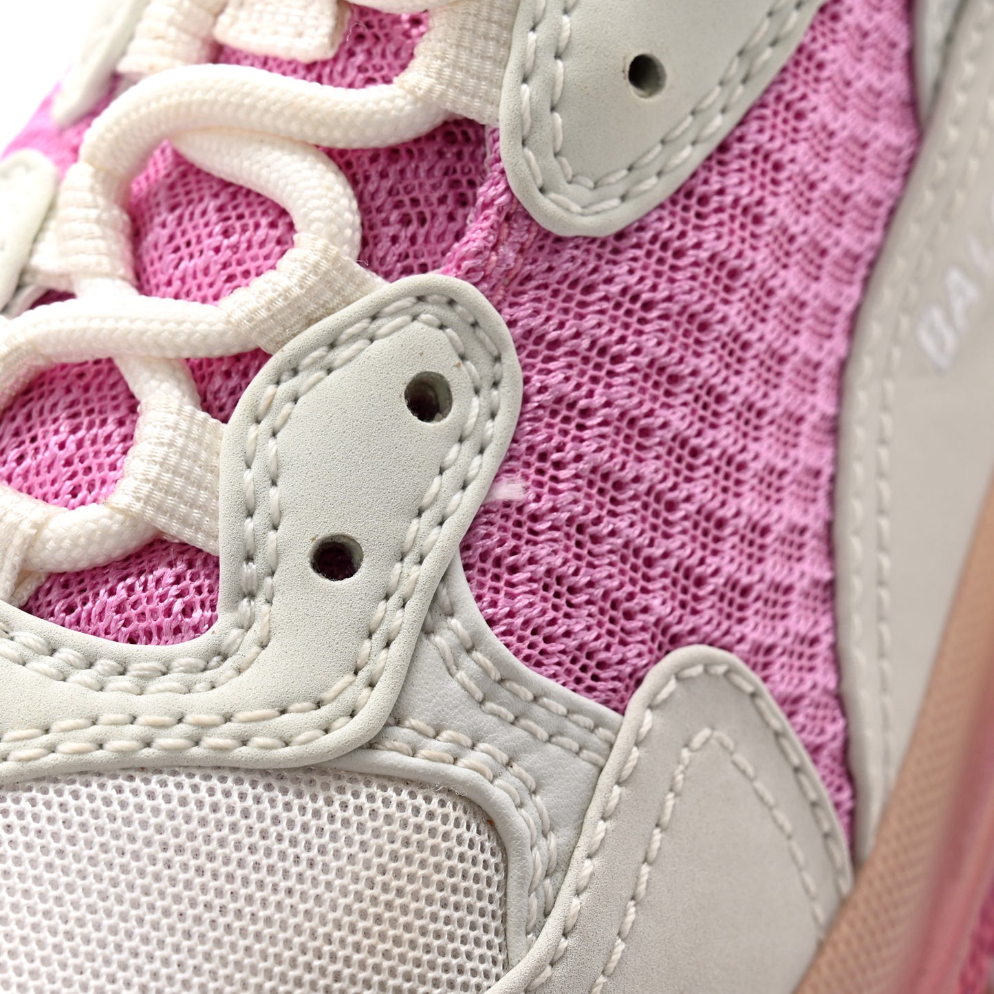 Fabric Mesh Clear Sole Womens Triple S Sneakers 38 White Pink